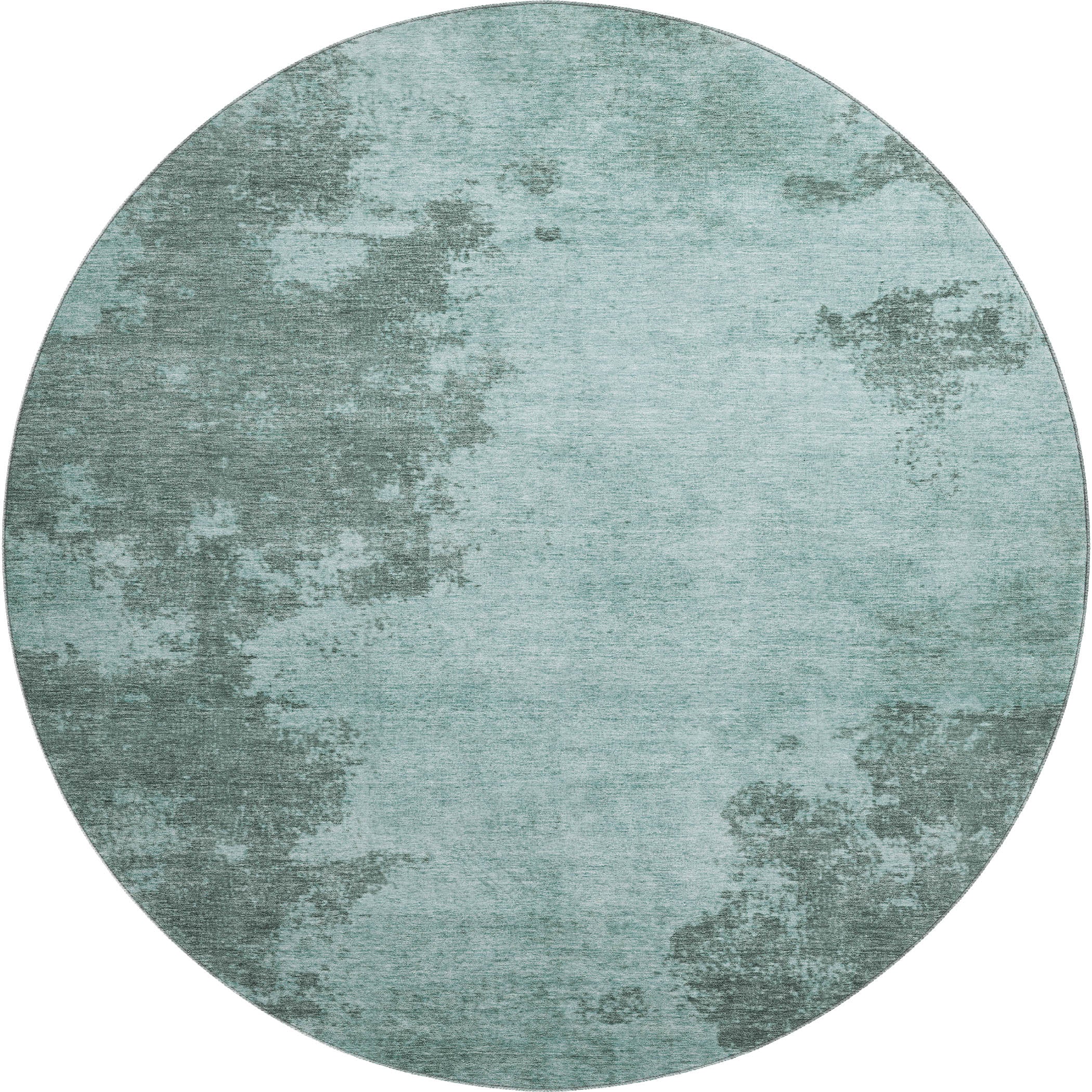 Bern Machine Washable Transitional Teal Rug 8' x 8' #shape_Round