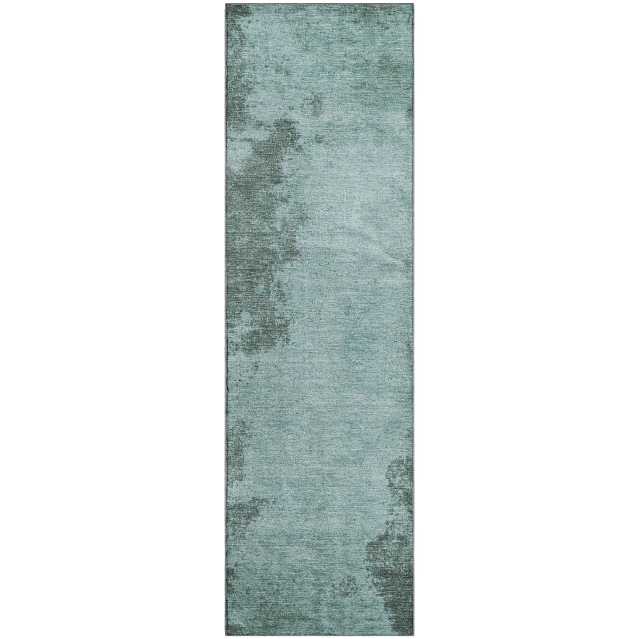 Bern Machine Washable Transitional Teal Rug 2'3" x 7'6" #shape_Runner