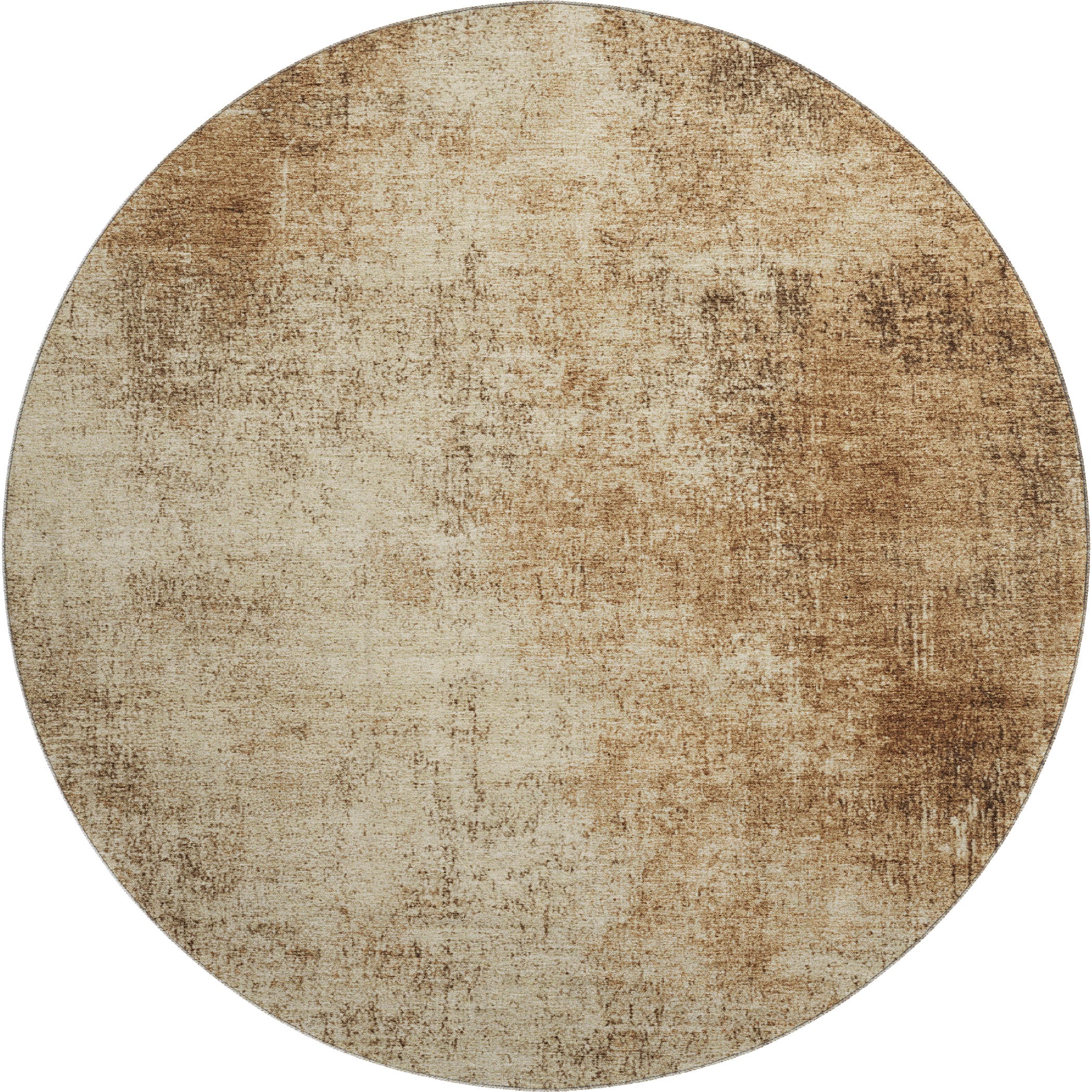 Sintra Machine Washable Transitional Beige Brown Rug 8' x 8' #shape_Round