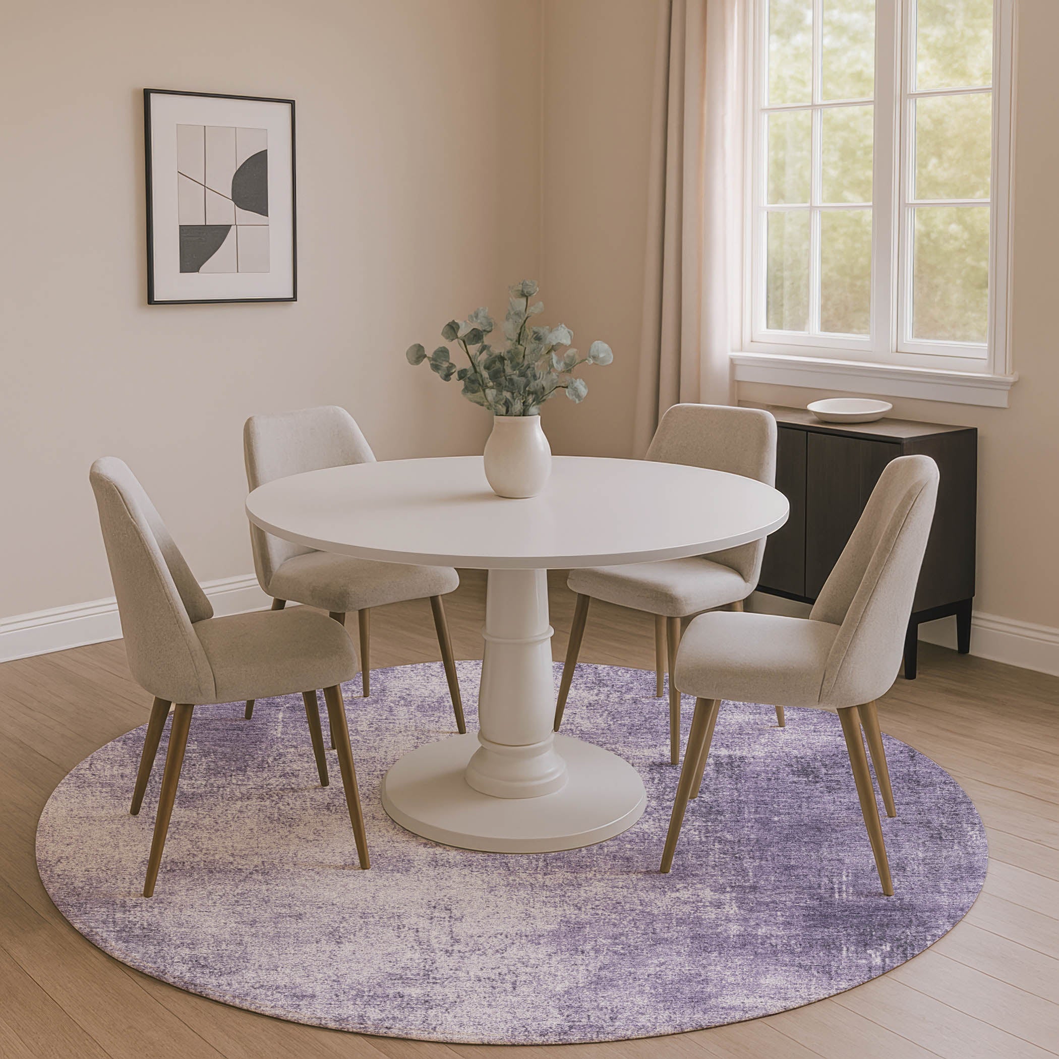Sintra Machine Washable Transitional Lavender Purple Rug 8' x 8' #shape_Round