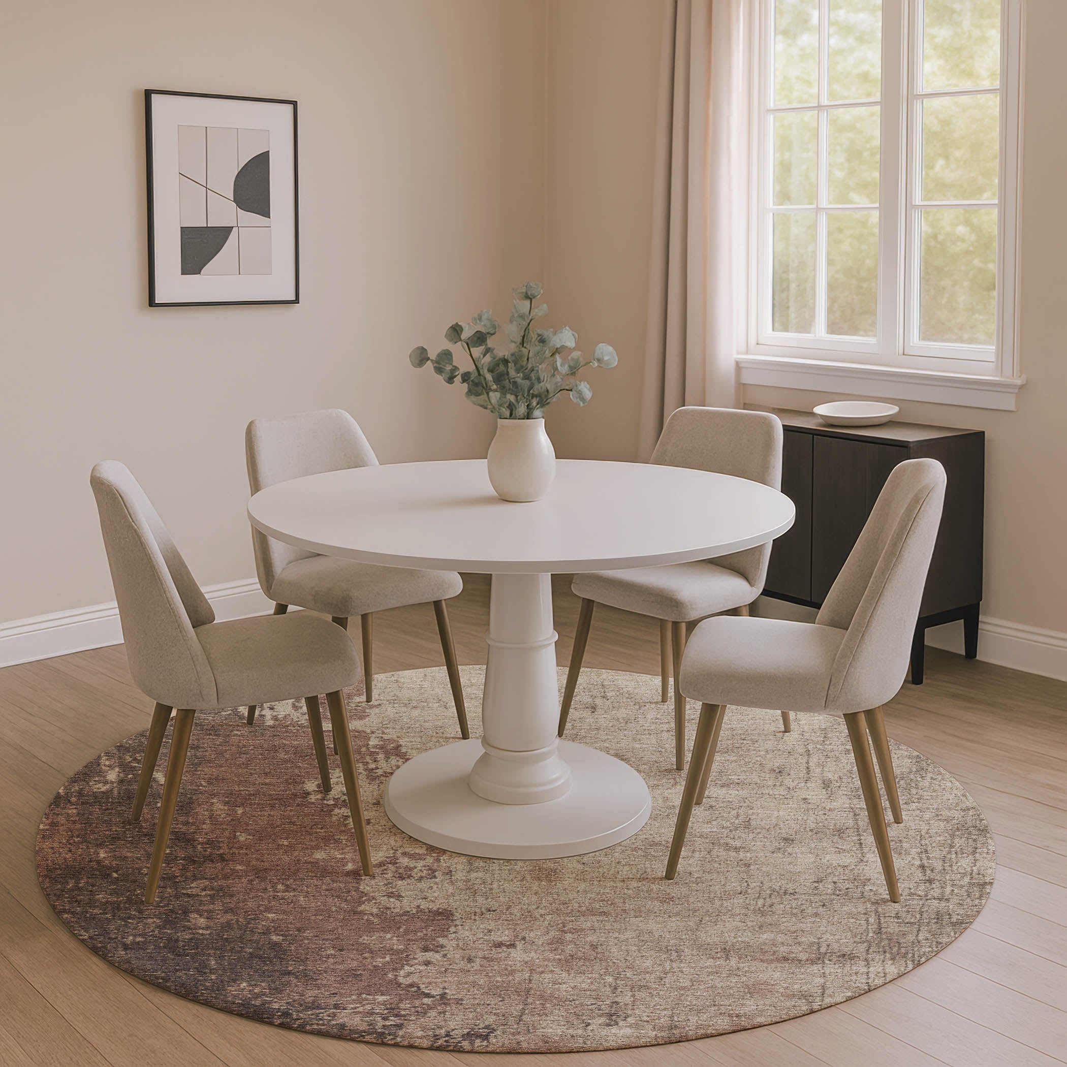 Lisbon Machine Washable Transitional Chocolate Brown Rug 8' x 8' #shape_Round