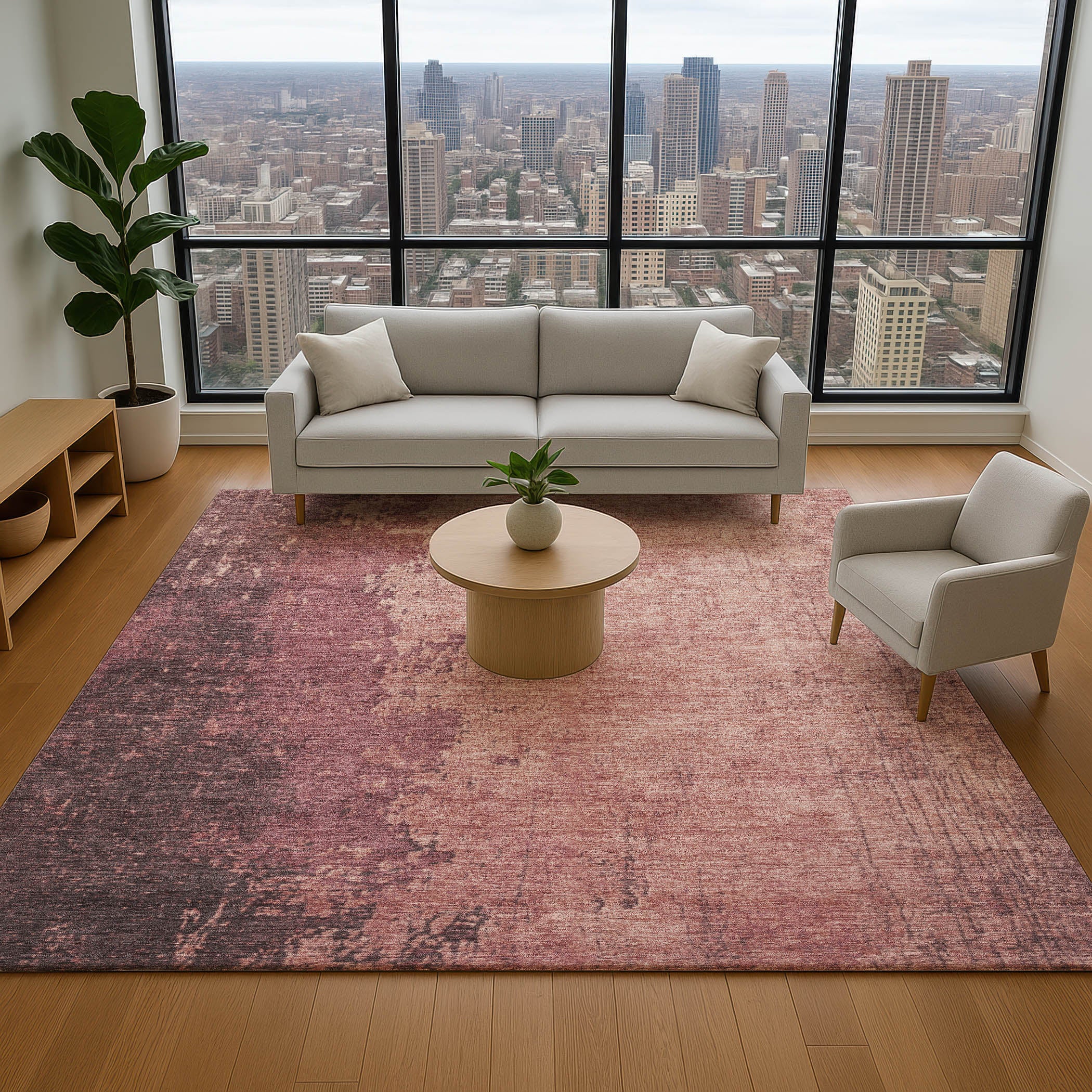 Lisbon Machine Washable Transitional Coral Orange Rug 2'6" x 3'10" #shape_Rectangle