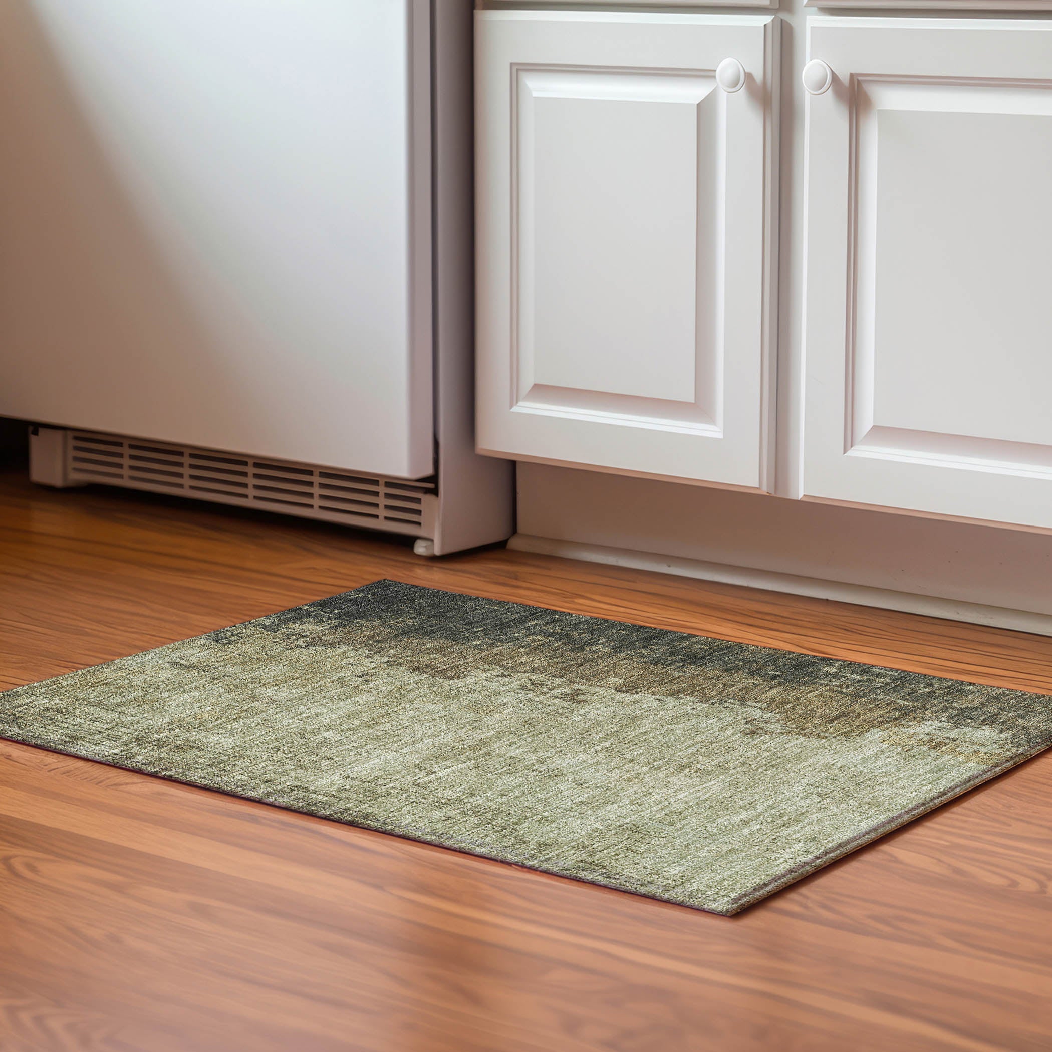 Lisbon Machine Washable Transitional Olive Green Rug 1'8" x 2'6" #shape_Rectangle