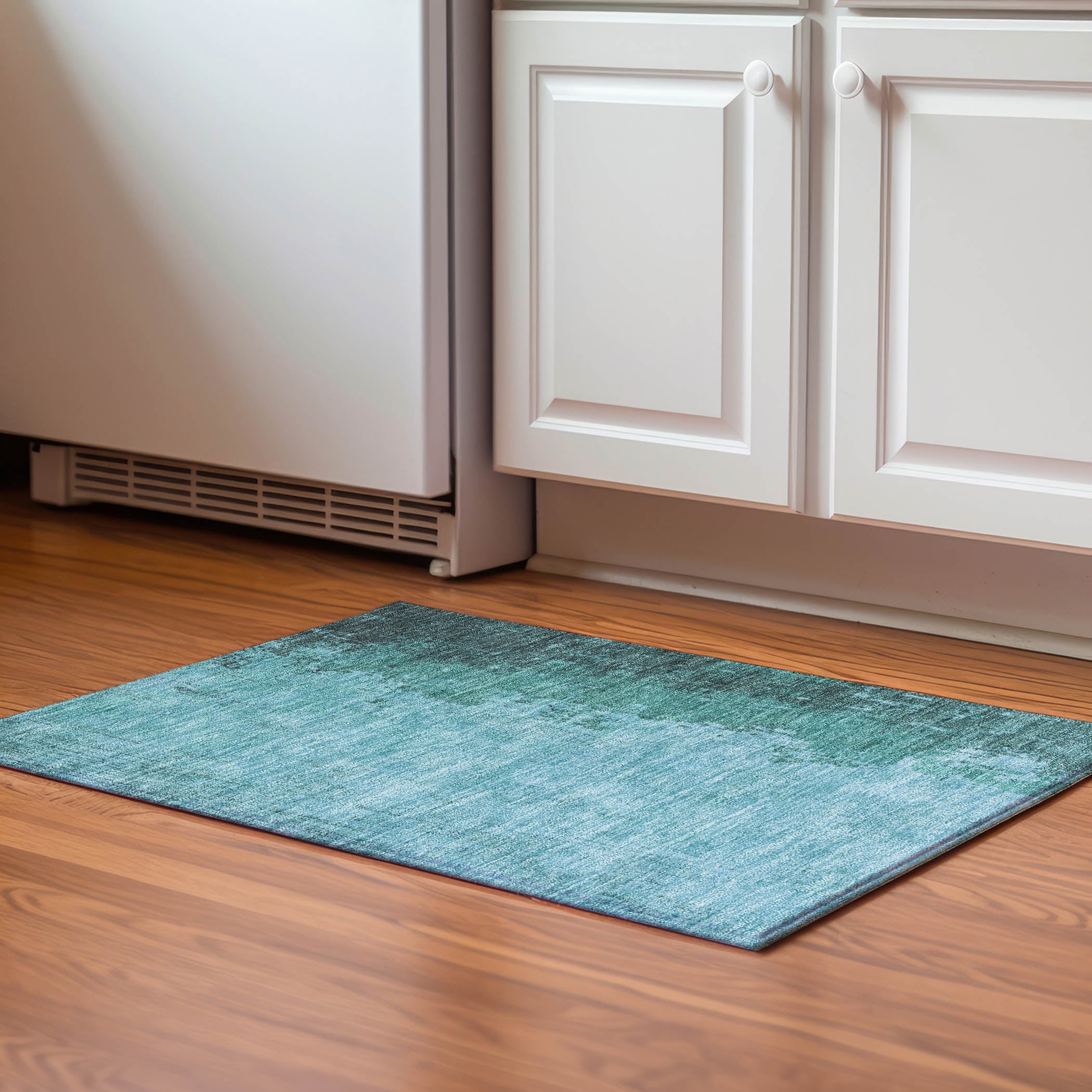 Lisbon Machine Washable Transitional Teal Rug 1'8" x 2'6" #shape_Rectangle