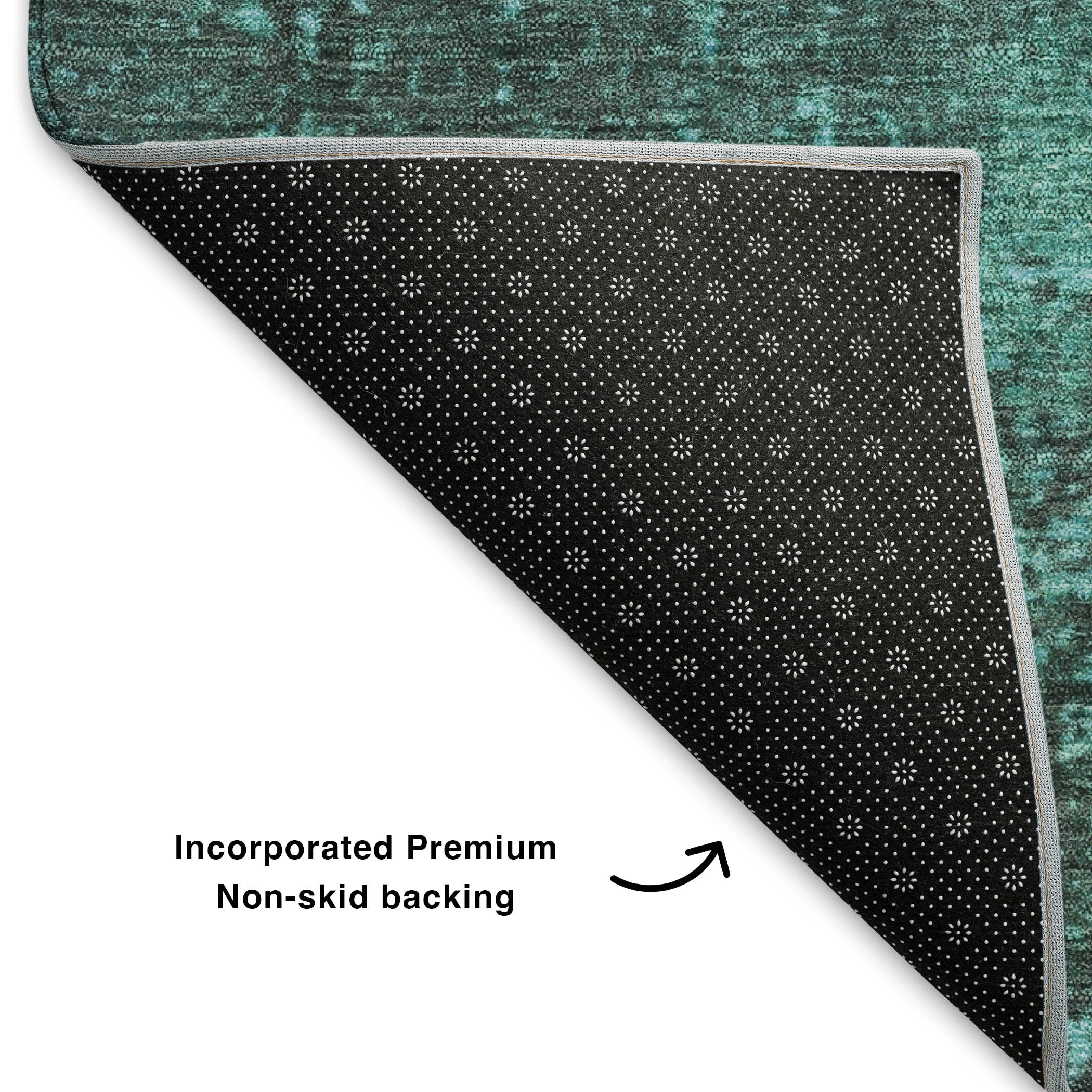 Lisbon Machine Washable Transitional Teal Rug 1'8" x 2'6" #shape_Rectangle