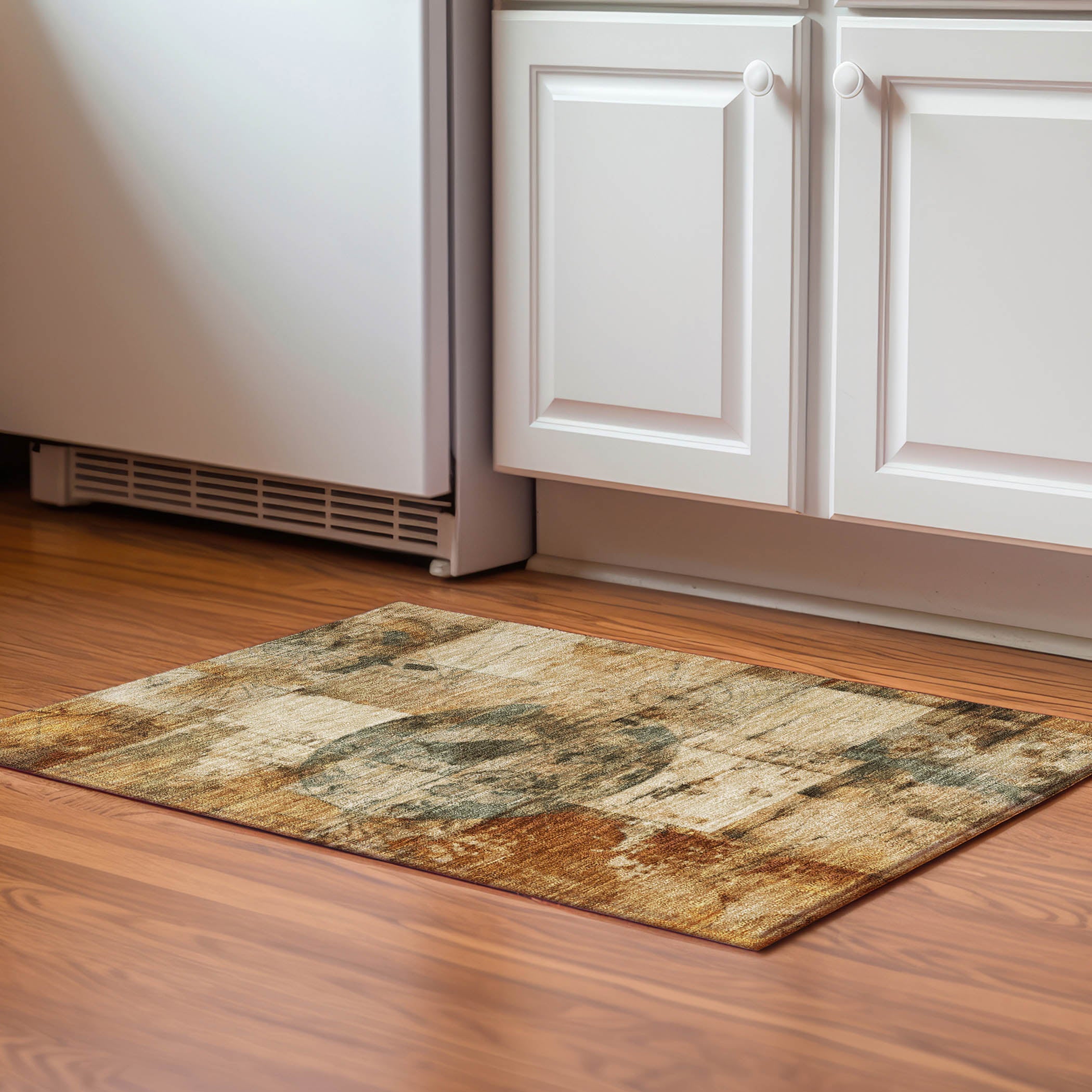 Vienna Machine Washable Transitional Beige Brown Rug 1'8" x 2'6" #shape_Rectangle