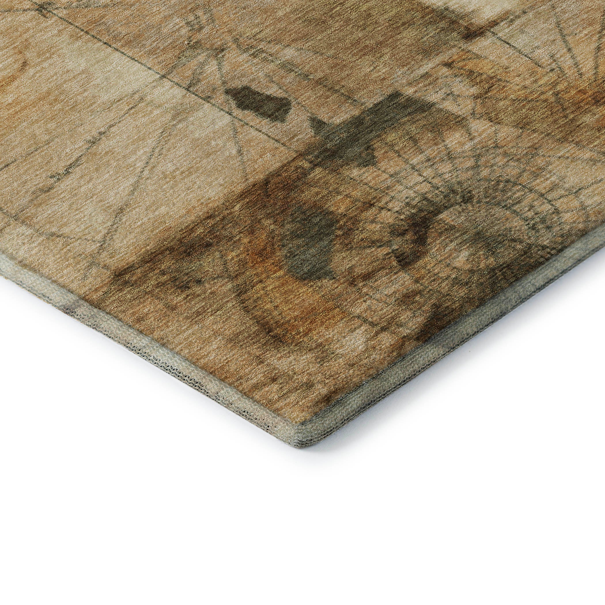 Vienna Machine Washable Transitional Beige Brown Rug 1'8" x 2'6" #shape_Rectangle
