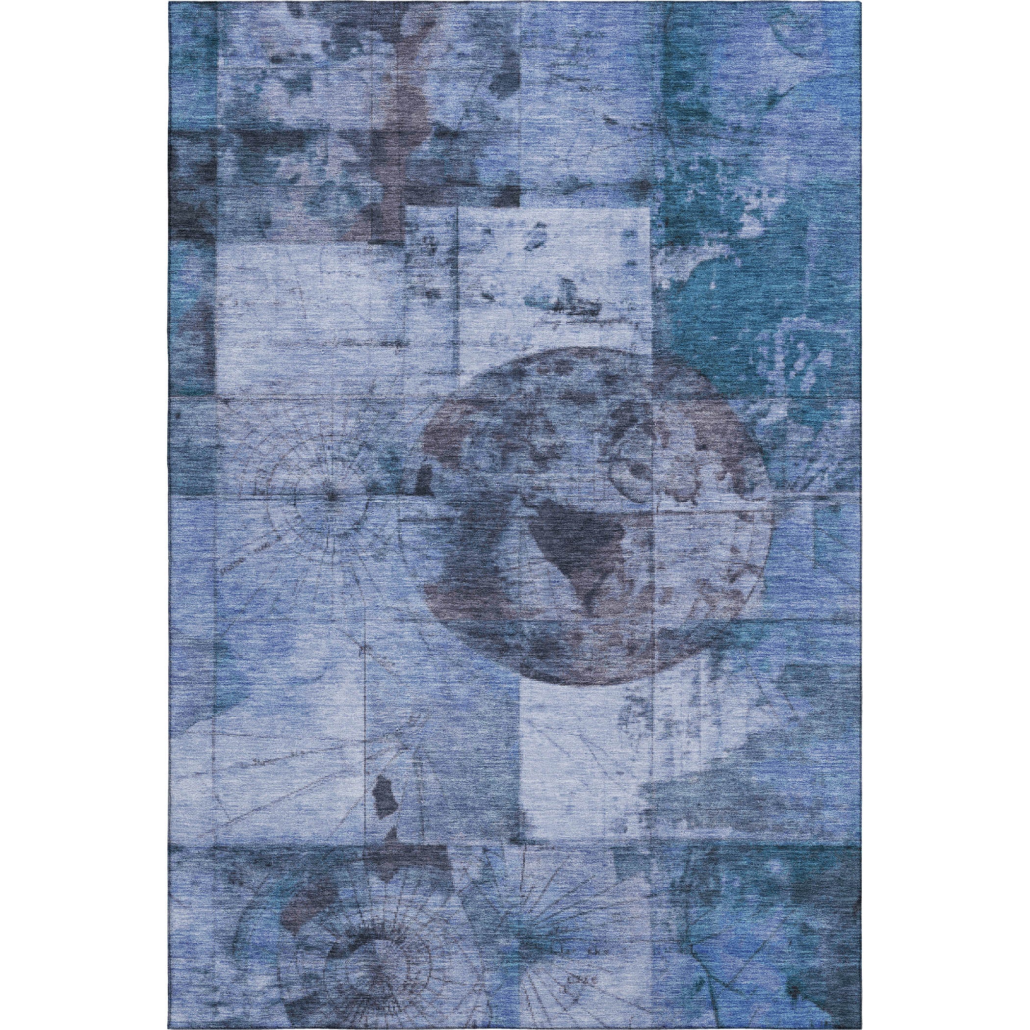 Vienna Machine Washable Transitional Blue Rug 2'6" x 3'10" #shape_Rectangle