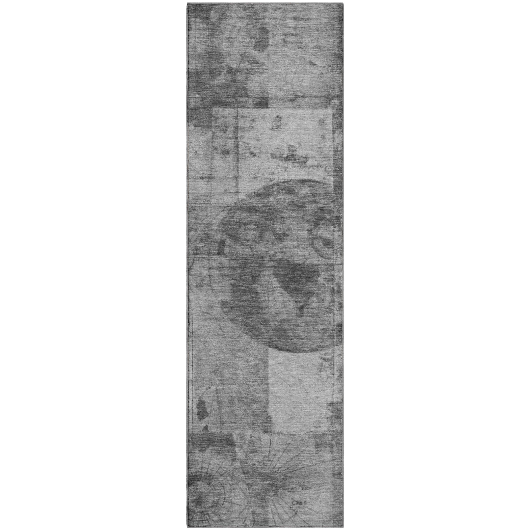 Vienna Machine Washable Transitional Gray Rug 2'3" x 7'6" #shape_Runner
