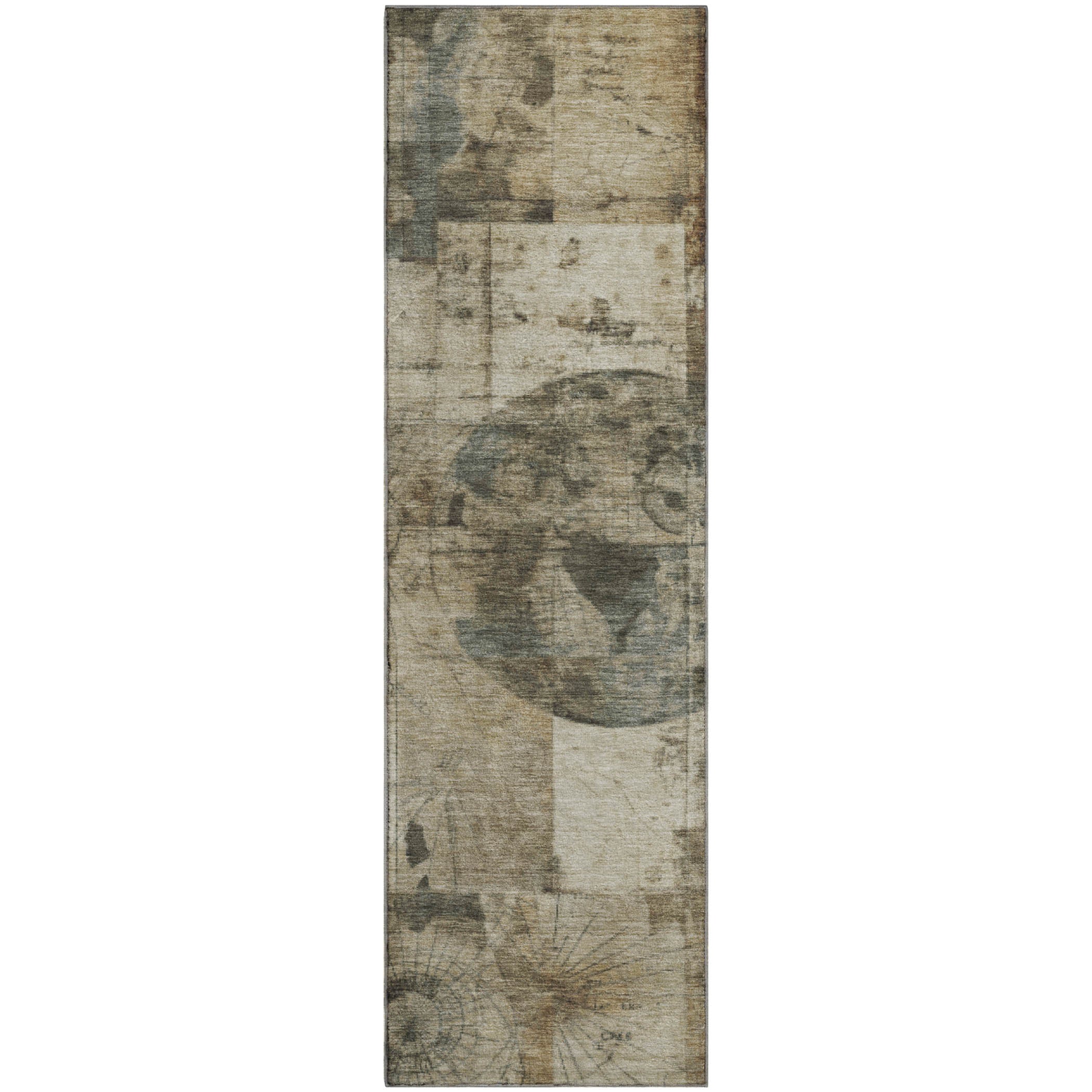 Vienna Machine Washable Transitional Taupe Brown Rug 2'3" x 7'6" #shape_Runner