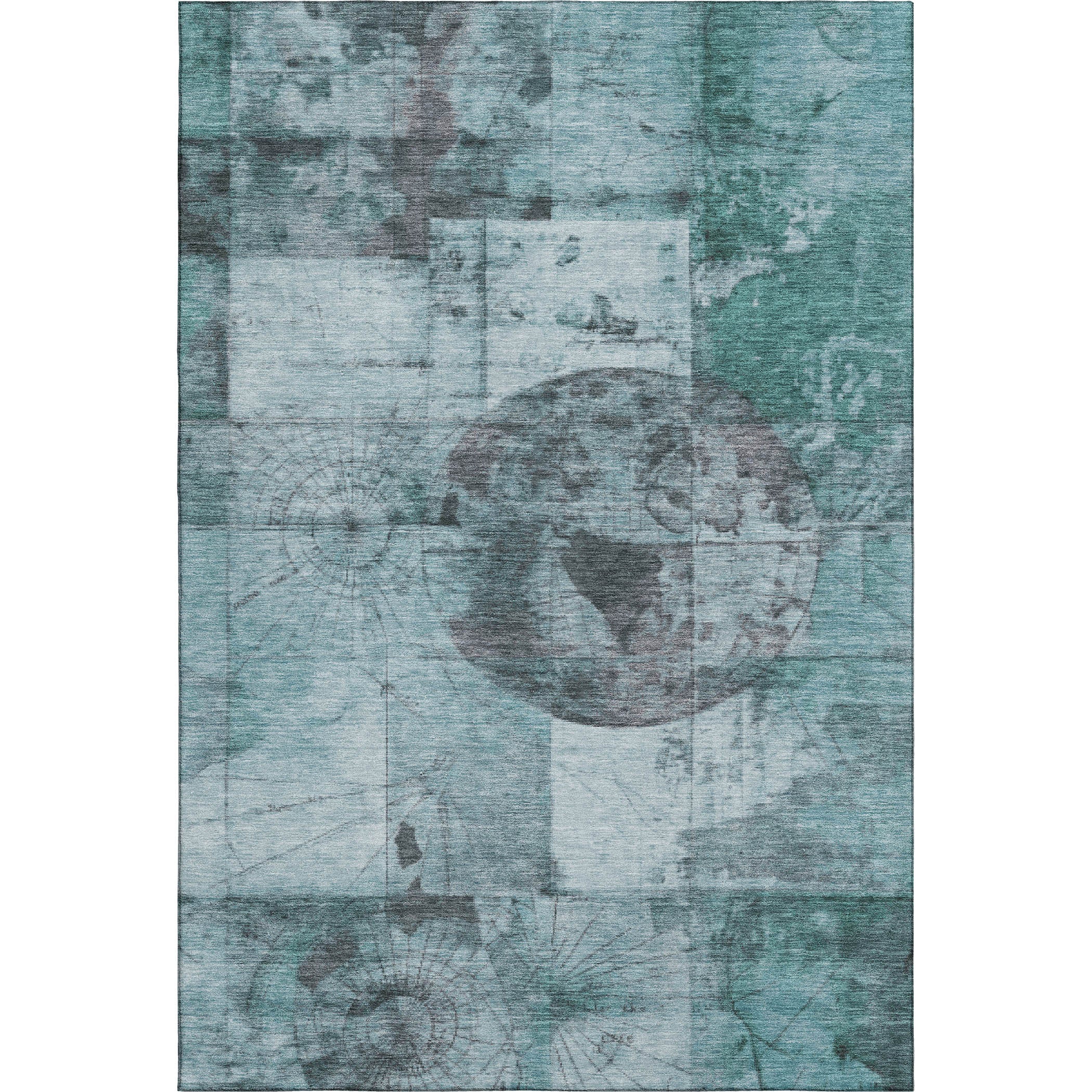 Vienna Machine Washable Transitional Teal Rug 2'6" x 3'10" #shape_Rectangle