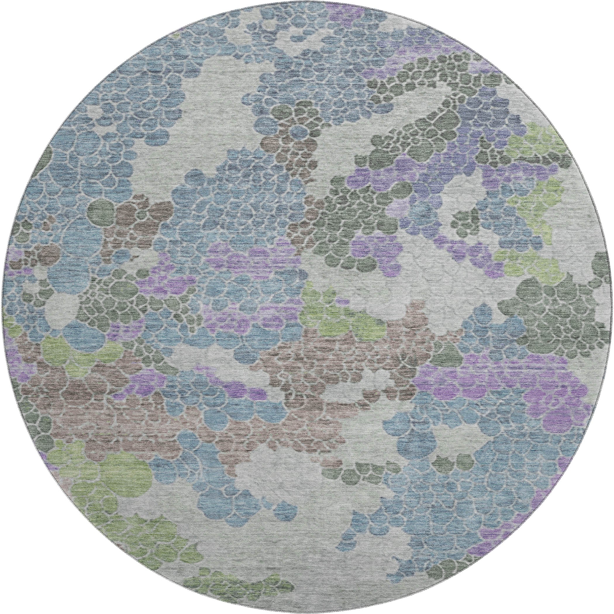 Kyoto Machine Washable Transitional Blue Rug 8' x 8' #shape_Round