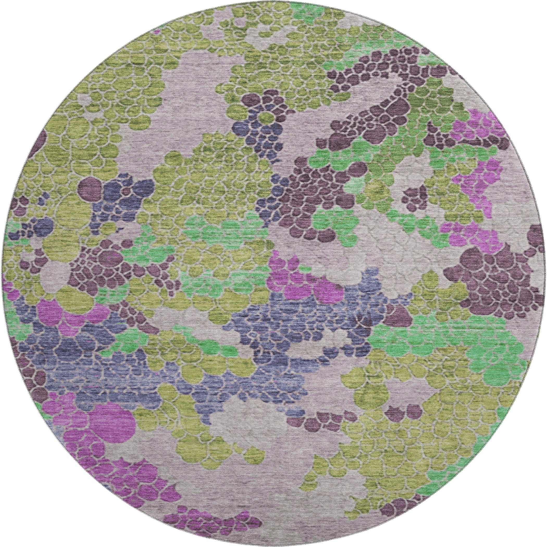 Kyoto Machine Washable Transitional Fern Green Rug 8' x 8' #shape_Round
