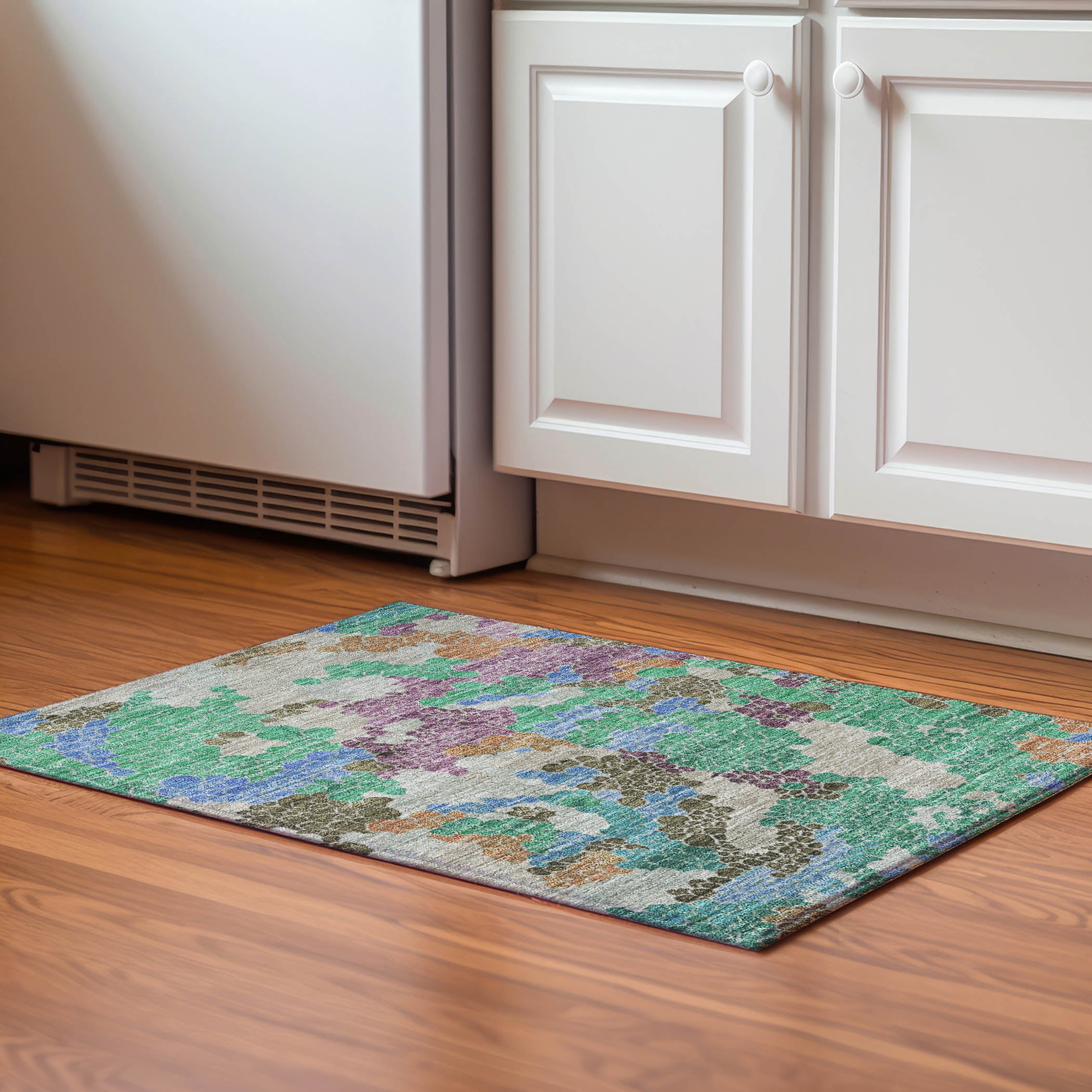 Kyoto Machine Washable Transitional Green Rug 1'8" x 2'6" #shape_Rectangle