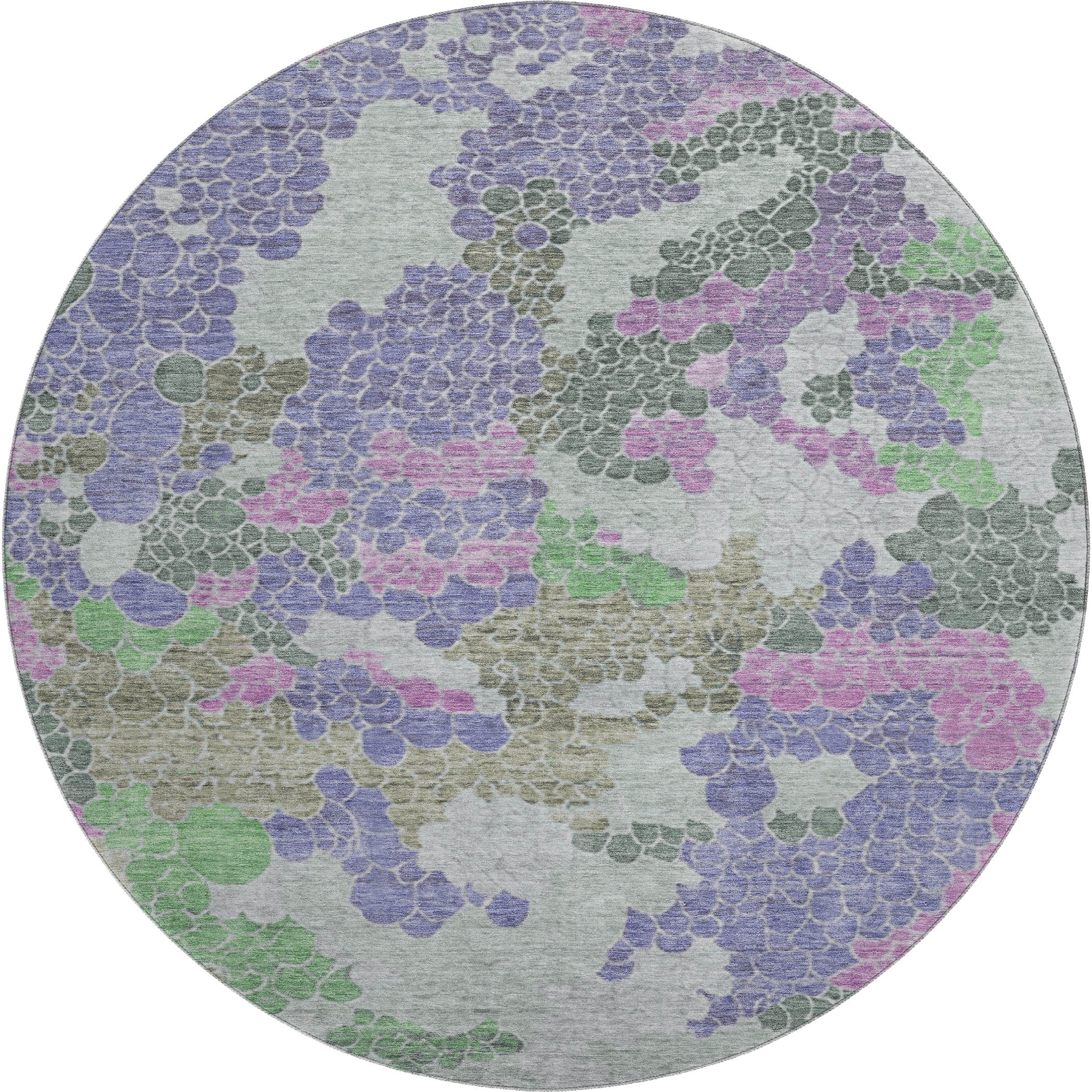 Kyoto Machine Washable Transitional Purple Rug 8' x 8' #shape_Round
