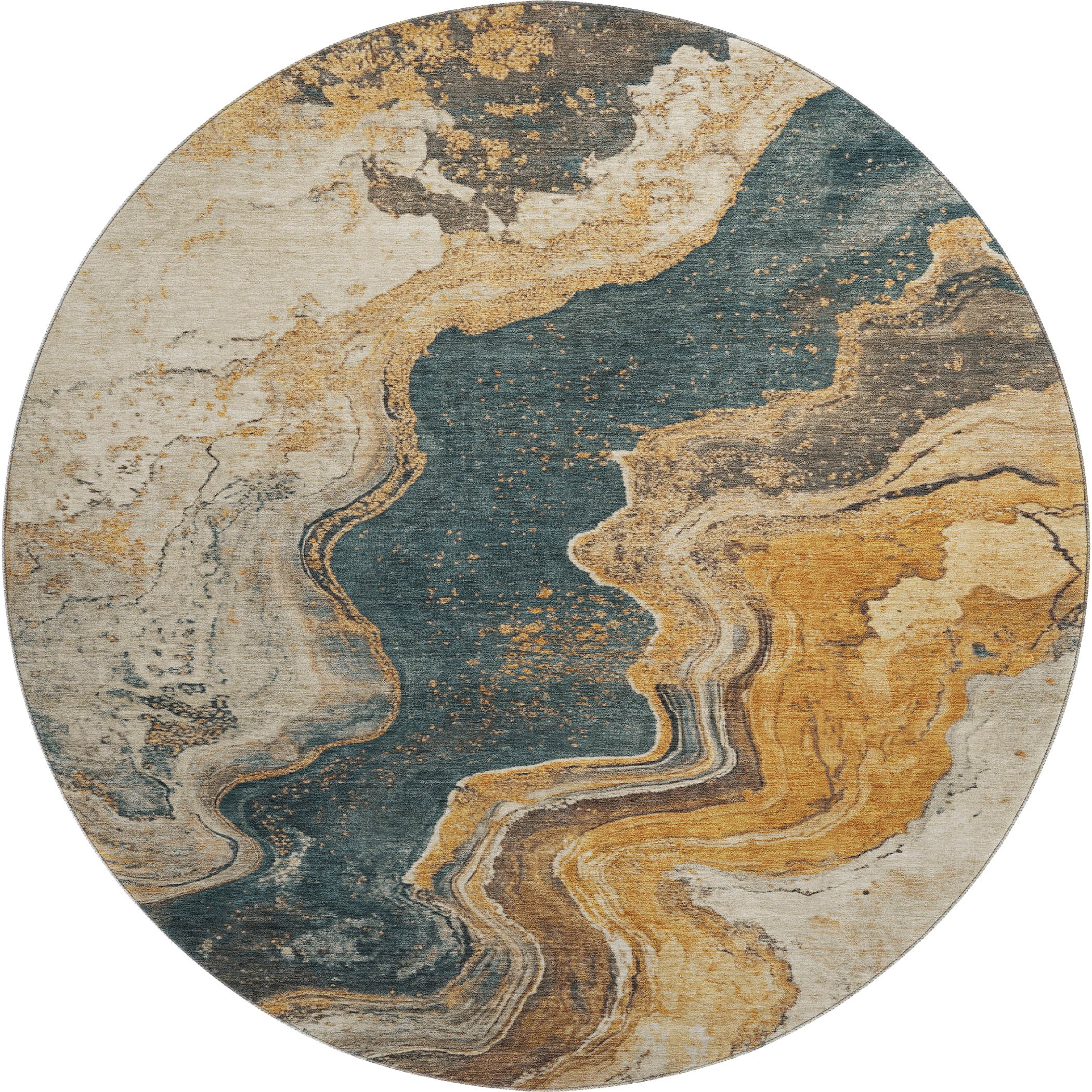 Hoi An Machine Washable Transitional Linen Ivory Rug 8' x 8' #shape_Round
