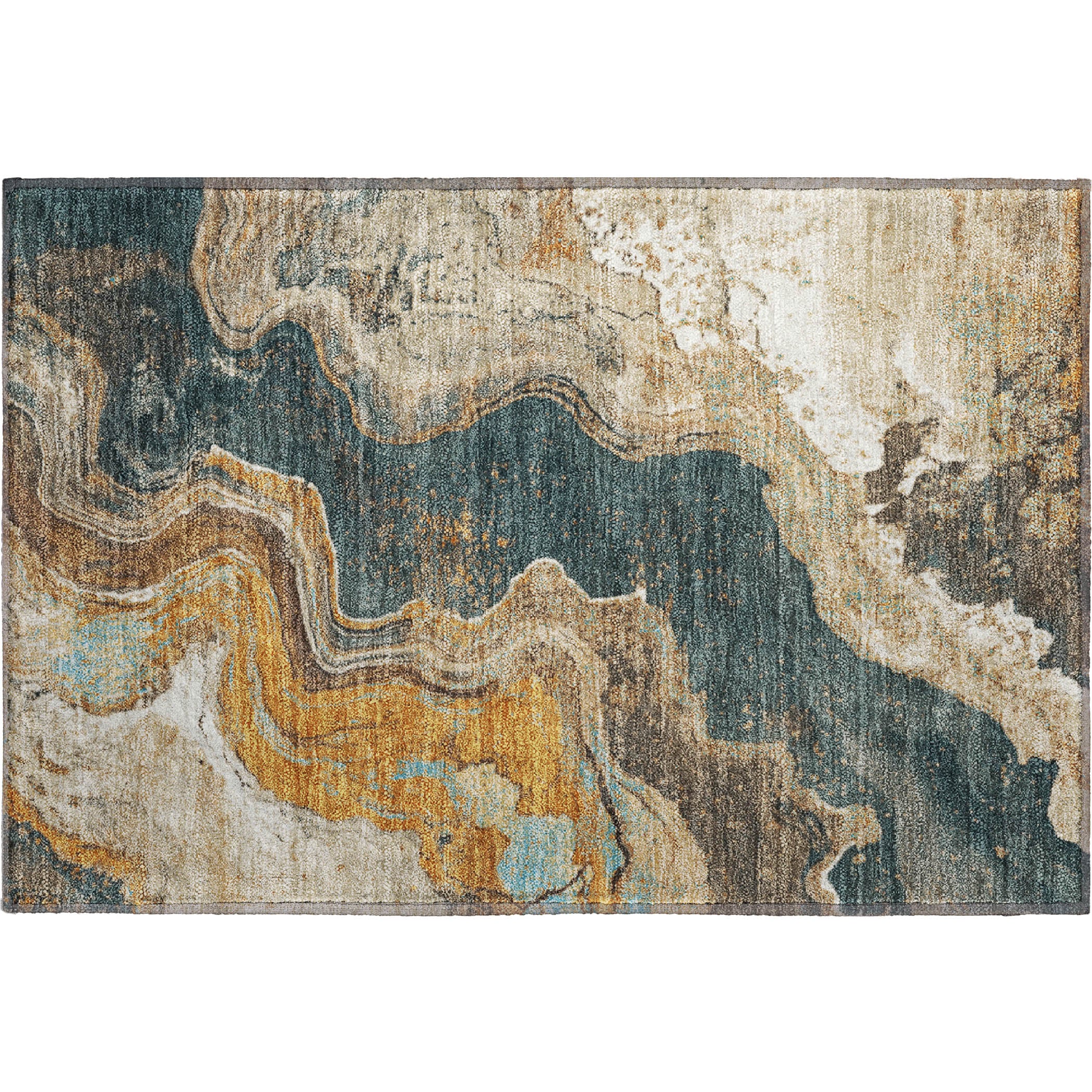 Hoi An Machine Washable Transitional Wheat Gold Rug 1'8" x 2'6" #shape_Rectangle