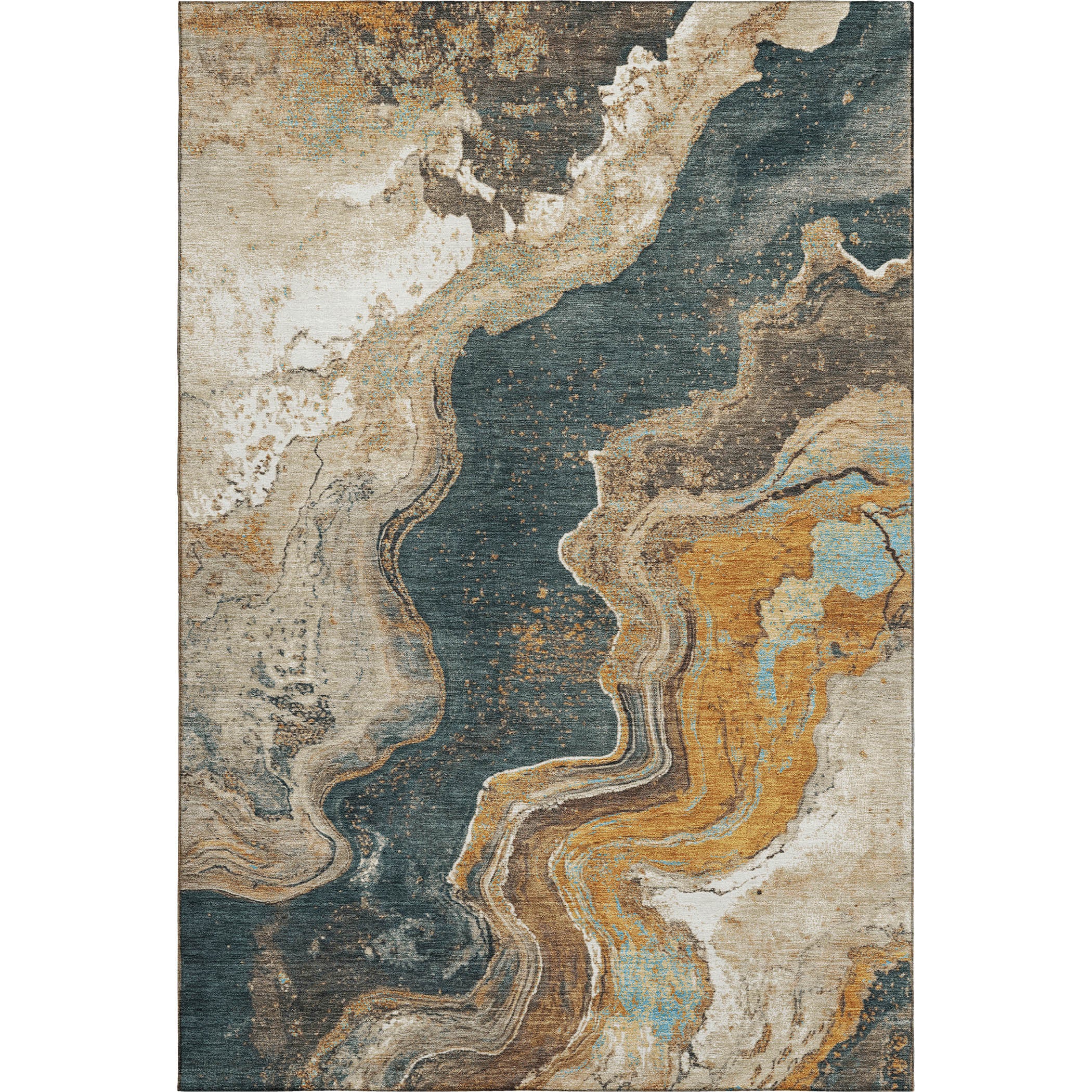 Hoi An Machine Washable Transitional Wheat Gold Rug 2'6" x 3'10" #shape_Rectangle