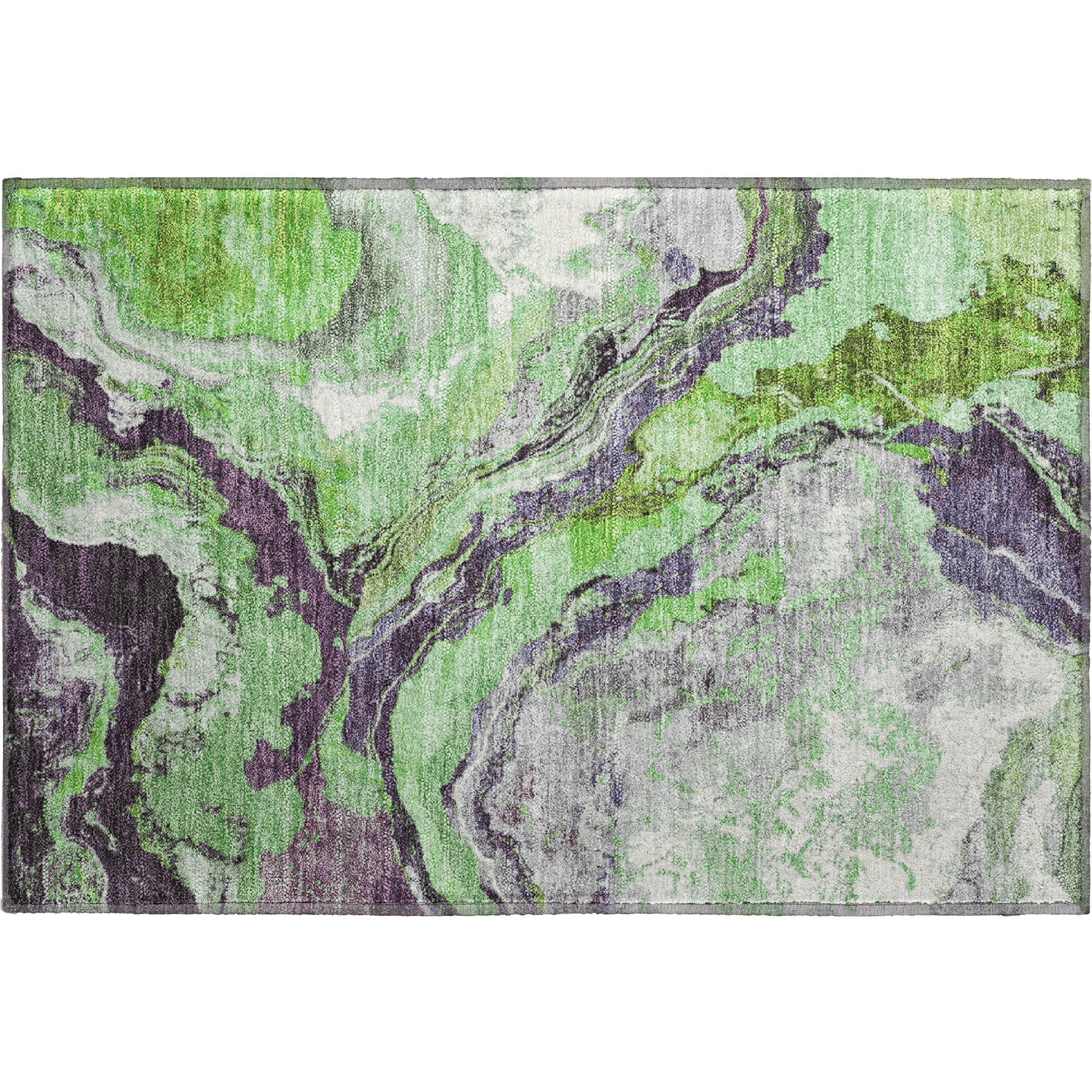 Bern Machine Washable Transitional Green Rug 1'8" x 2'6" #shape_Rectangle
