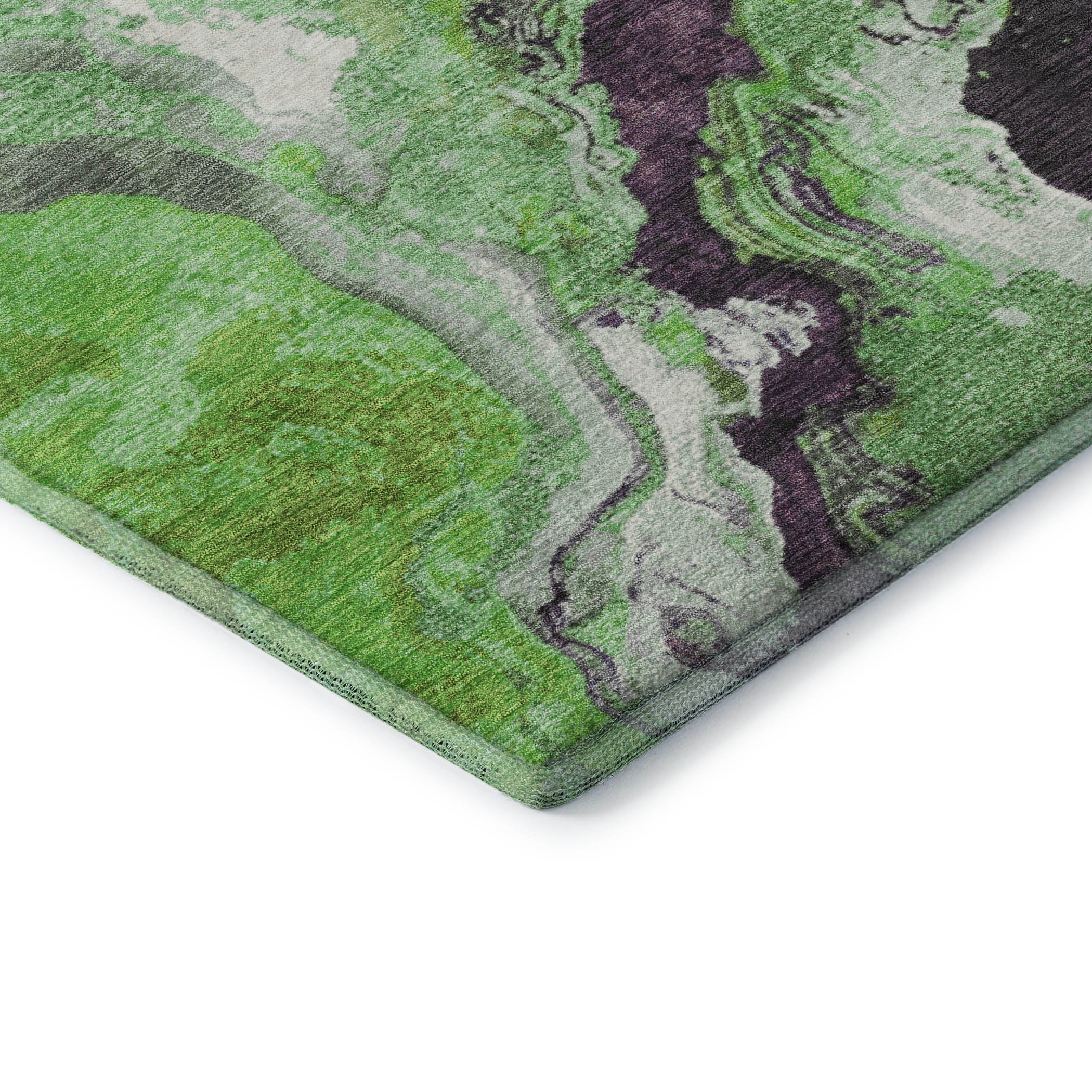 Bern Machine Washable Transitional Green Rug 1'8" x 2'6" #shape_Rectangle