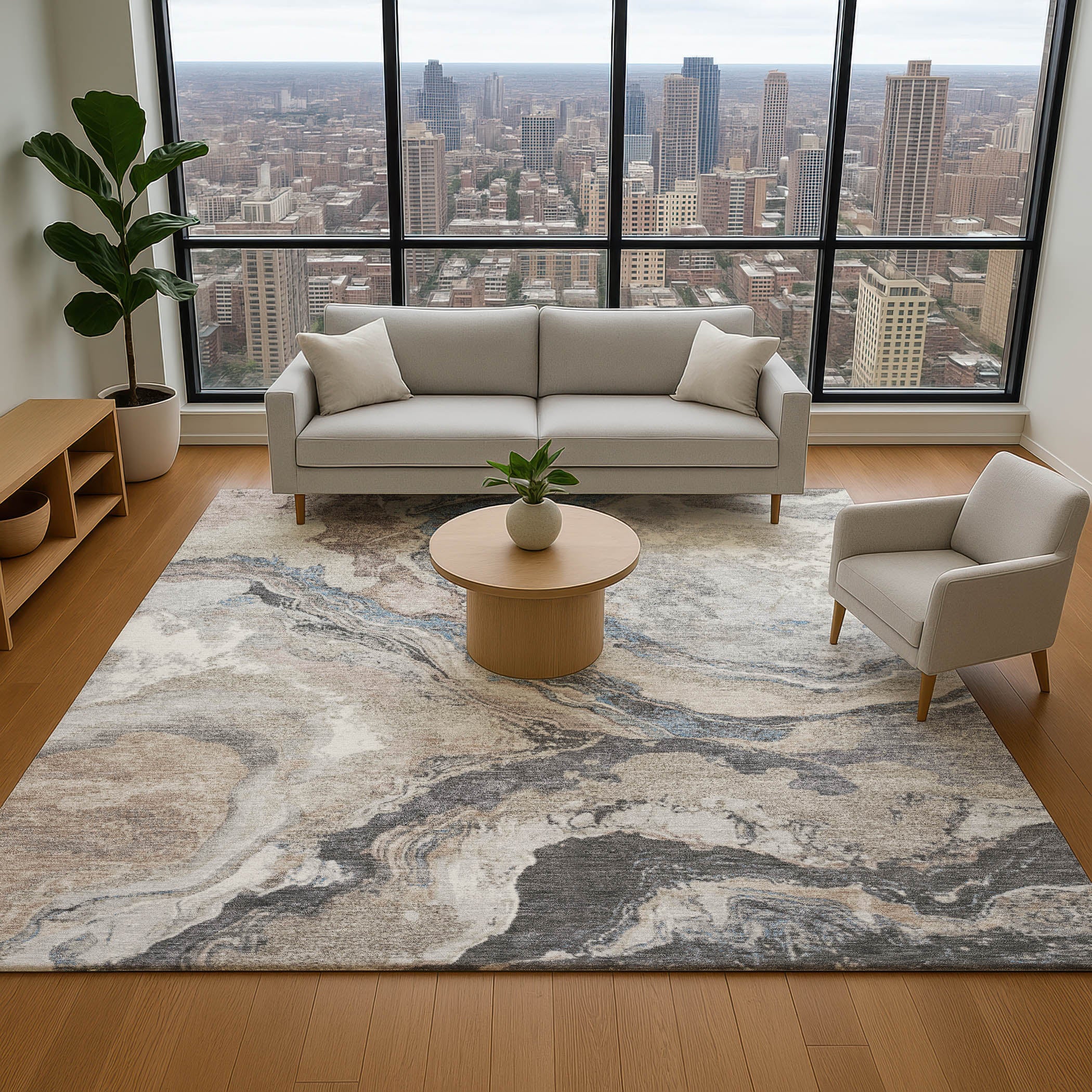 Bern Machine Washable Transitional Taupe Brown Rug 2'6" x 3'10" #shape_Rectangle