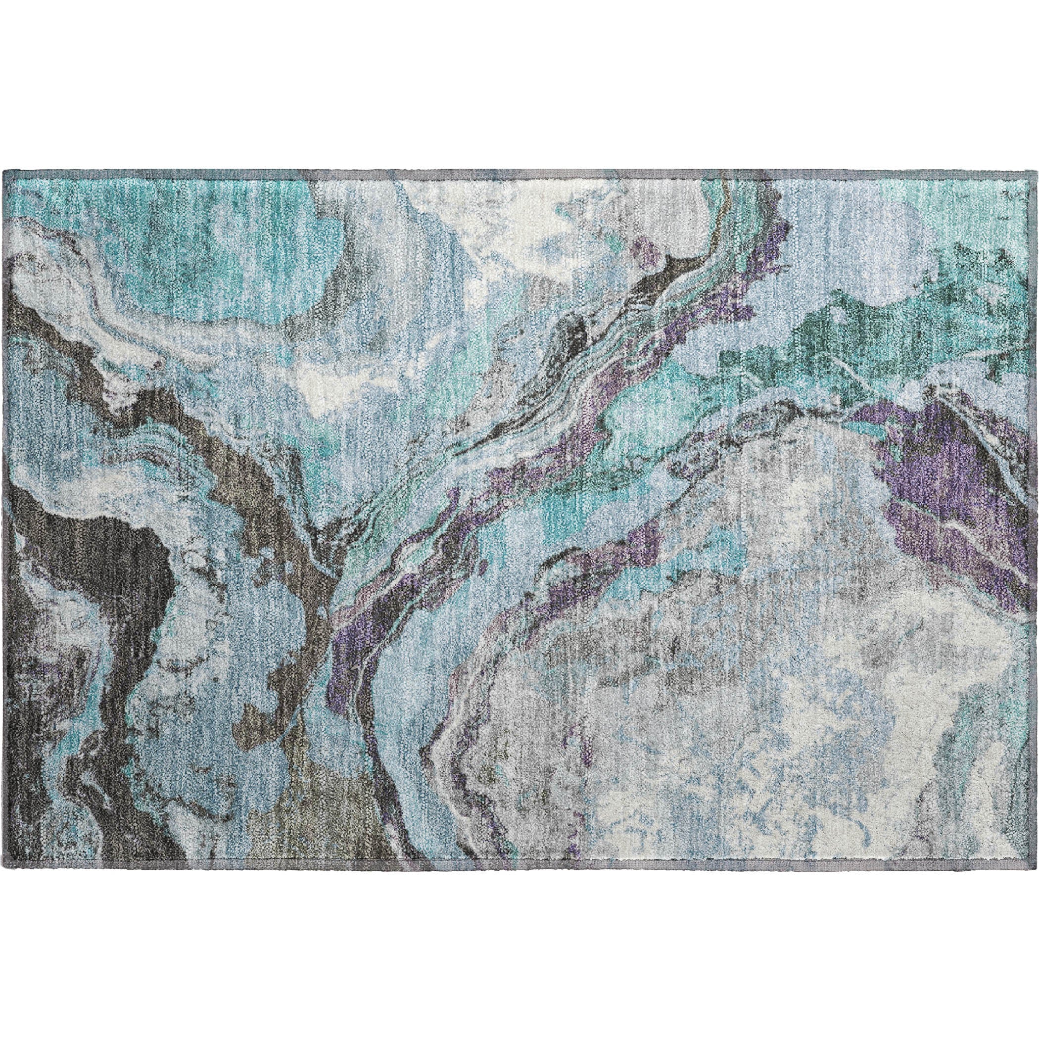 Bern Machine Washable Transitional Teal Rug 1'8" x 2'6" #shape_Rectangle