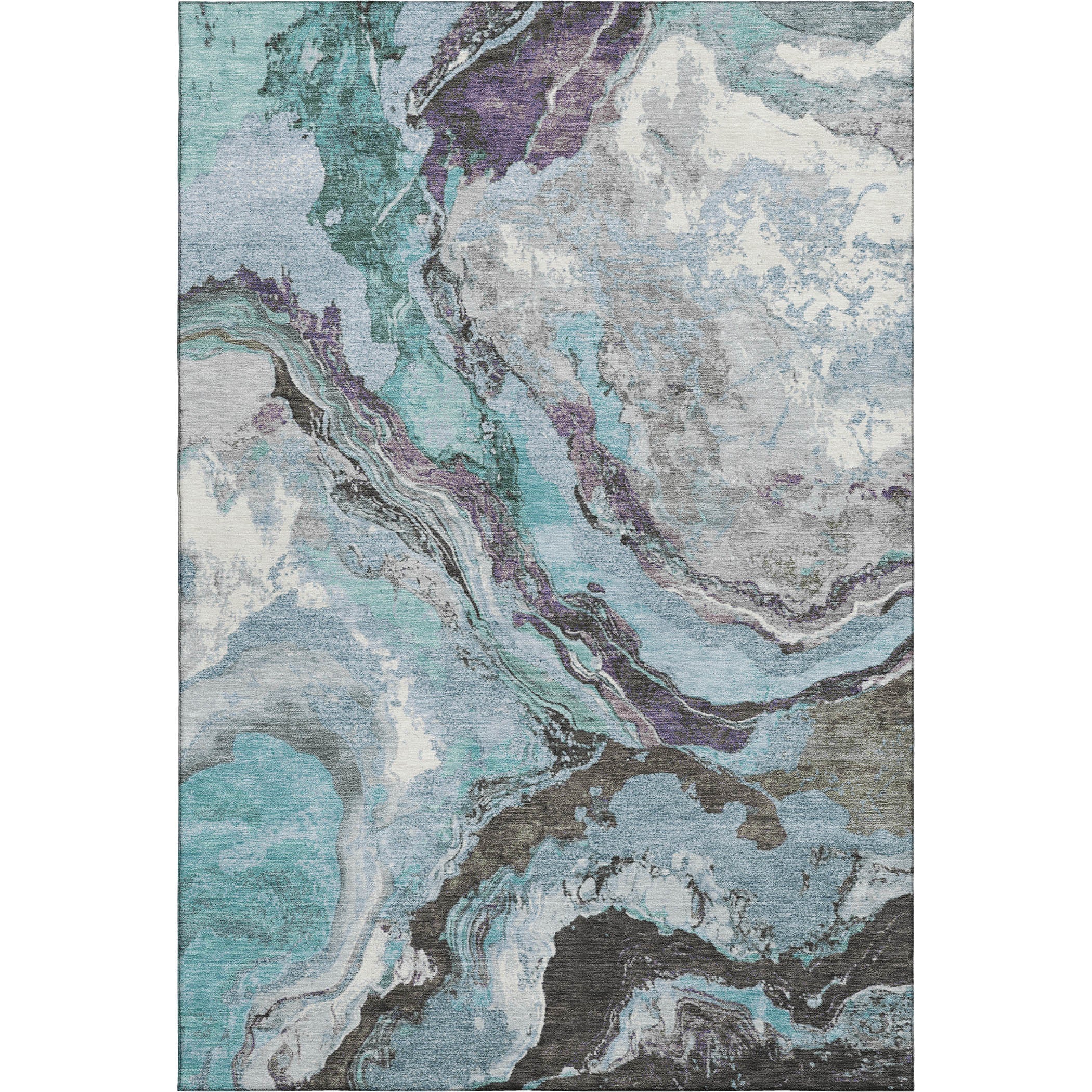 Bern Machine Washable Transitional Teal Rug 2'6" x 3'10" #shape_Rectangle