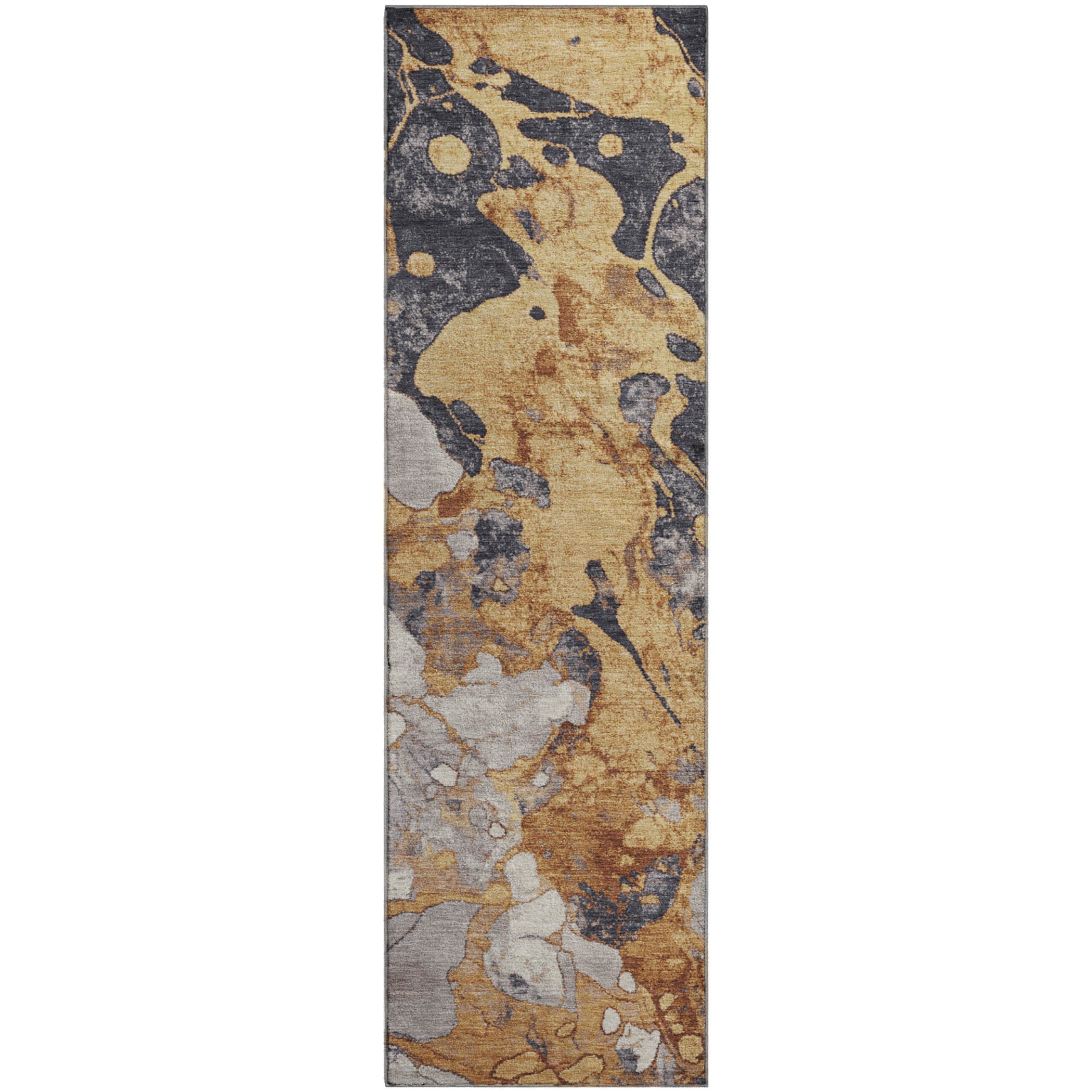 Cusco Machine Washable Transitional Gold Rug 2'3" x 7'6" #shape_Runner