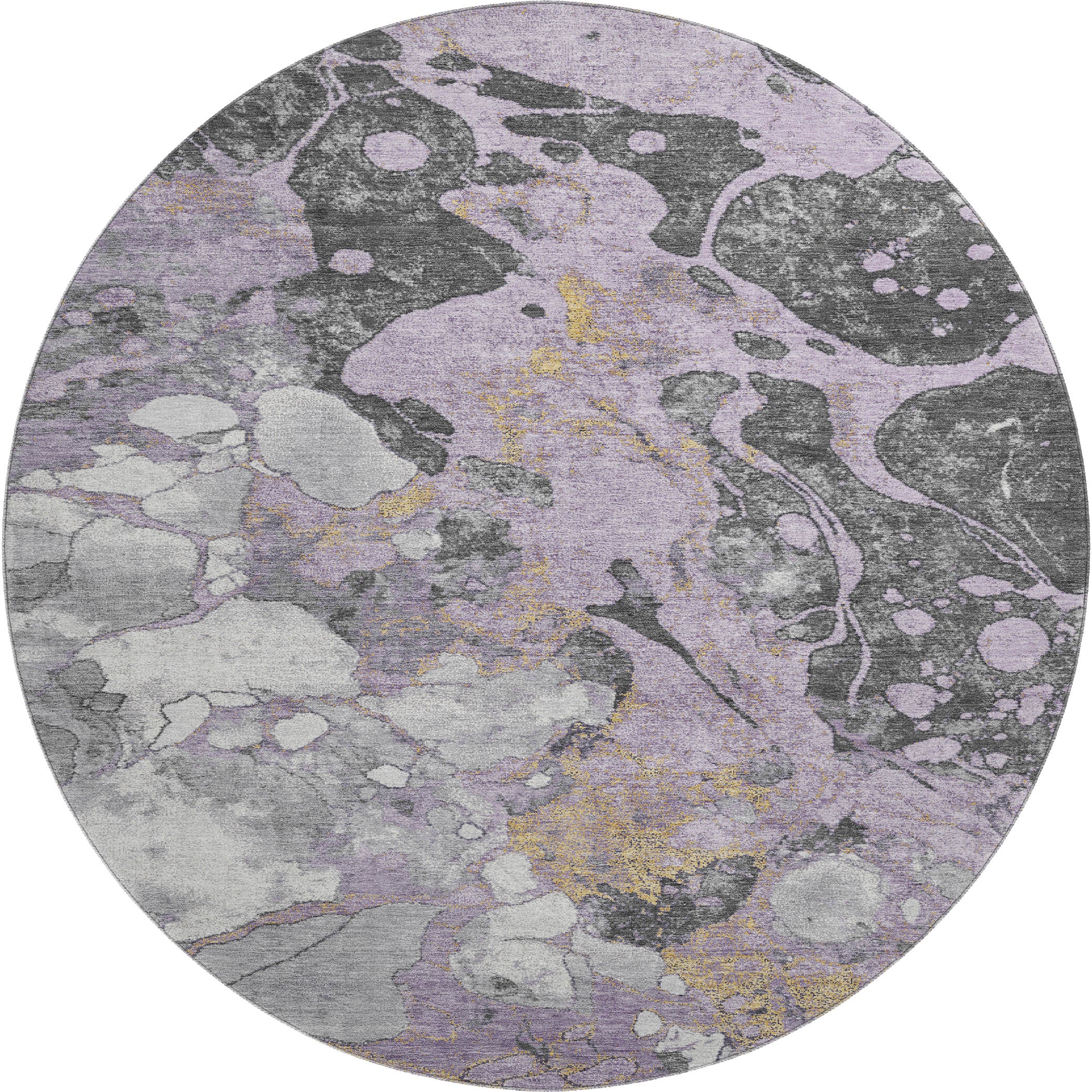 Cusco Machine Washable Transitional Lavender Purple Rug 8' x 8' #shape_Round