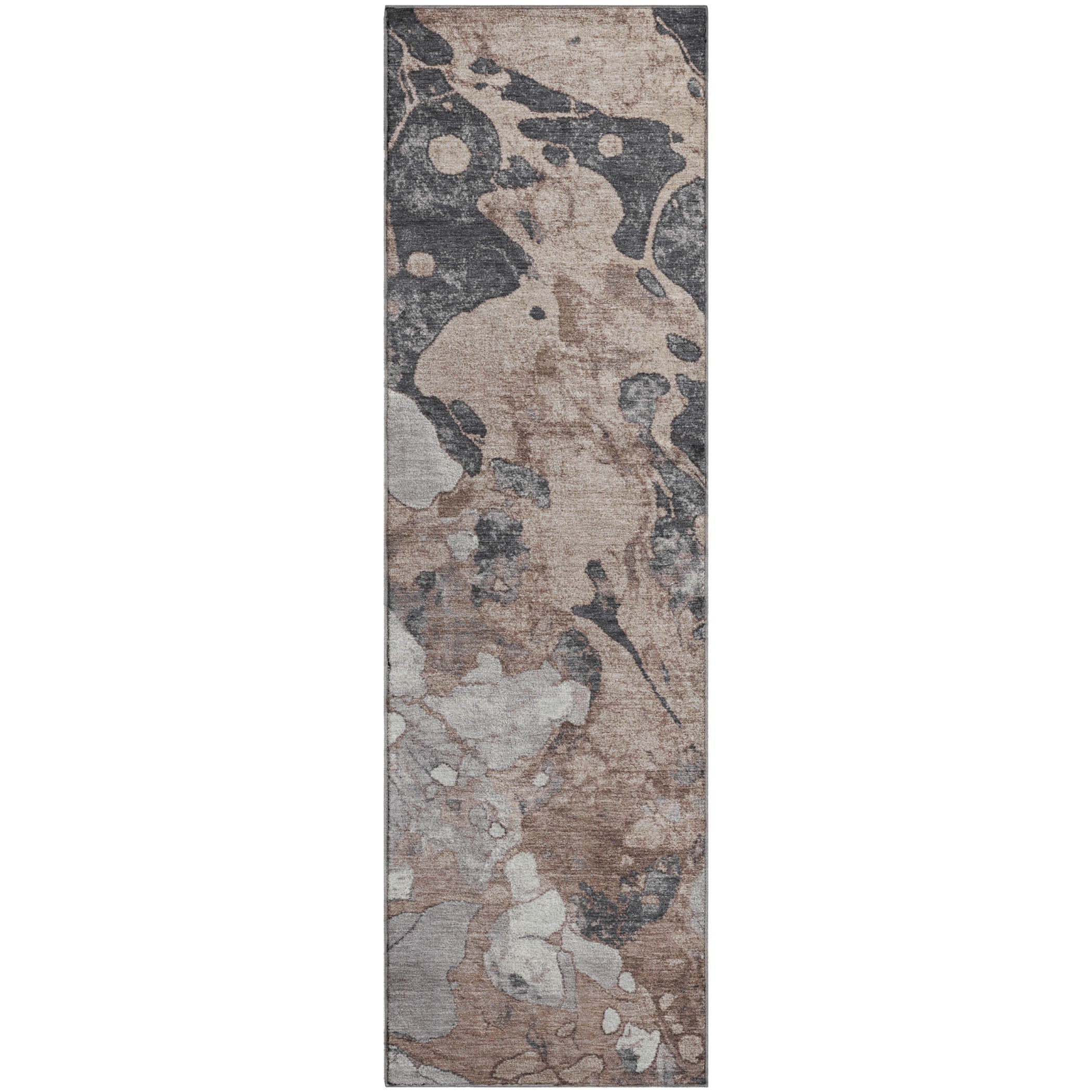Cusco Machine Washable Transitional Mocha Brown Rug 2'3" x 7'6" #shape_Runner