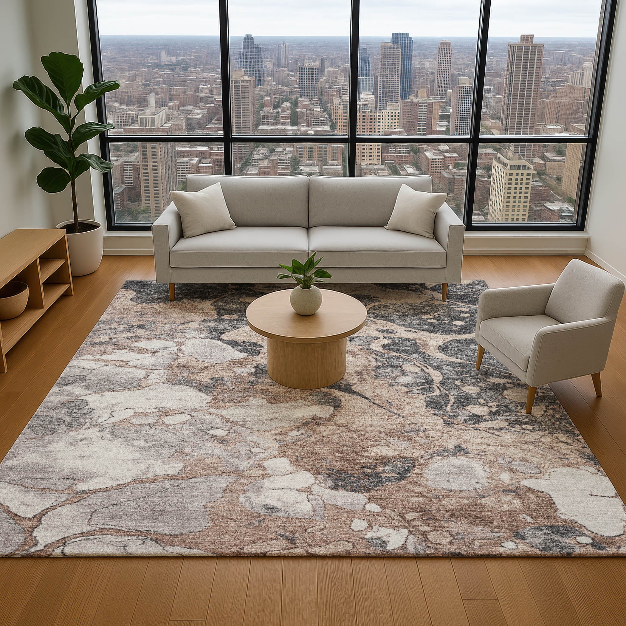 Cusco Machine Washable Transitional Mocha Brown Rug 2'6" x 3'10" #shape_Rectangle