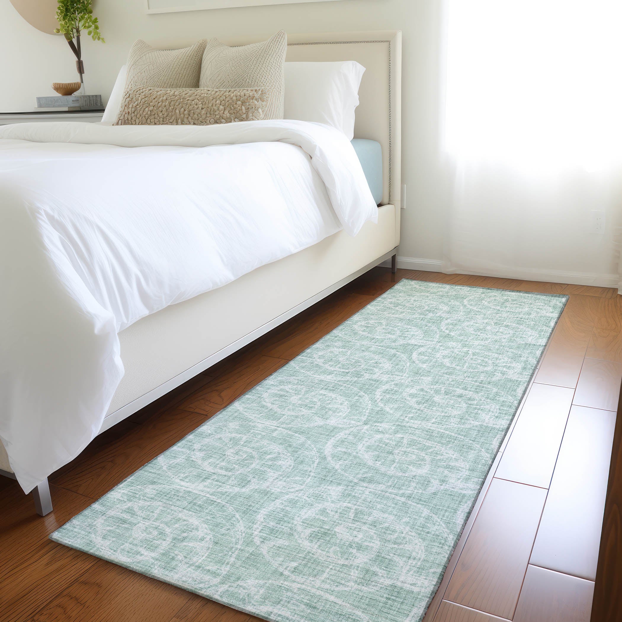Lucerne Machine Washable Coastal Green Rug 2'3" x 7'6" #shape_Runner
