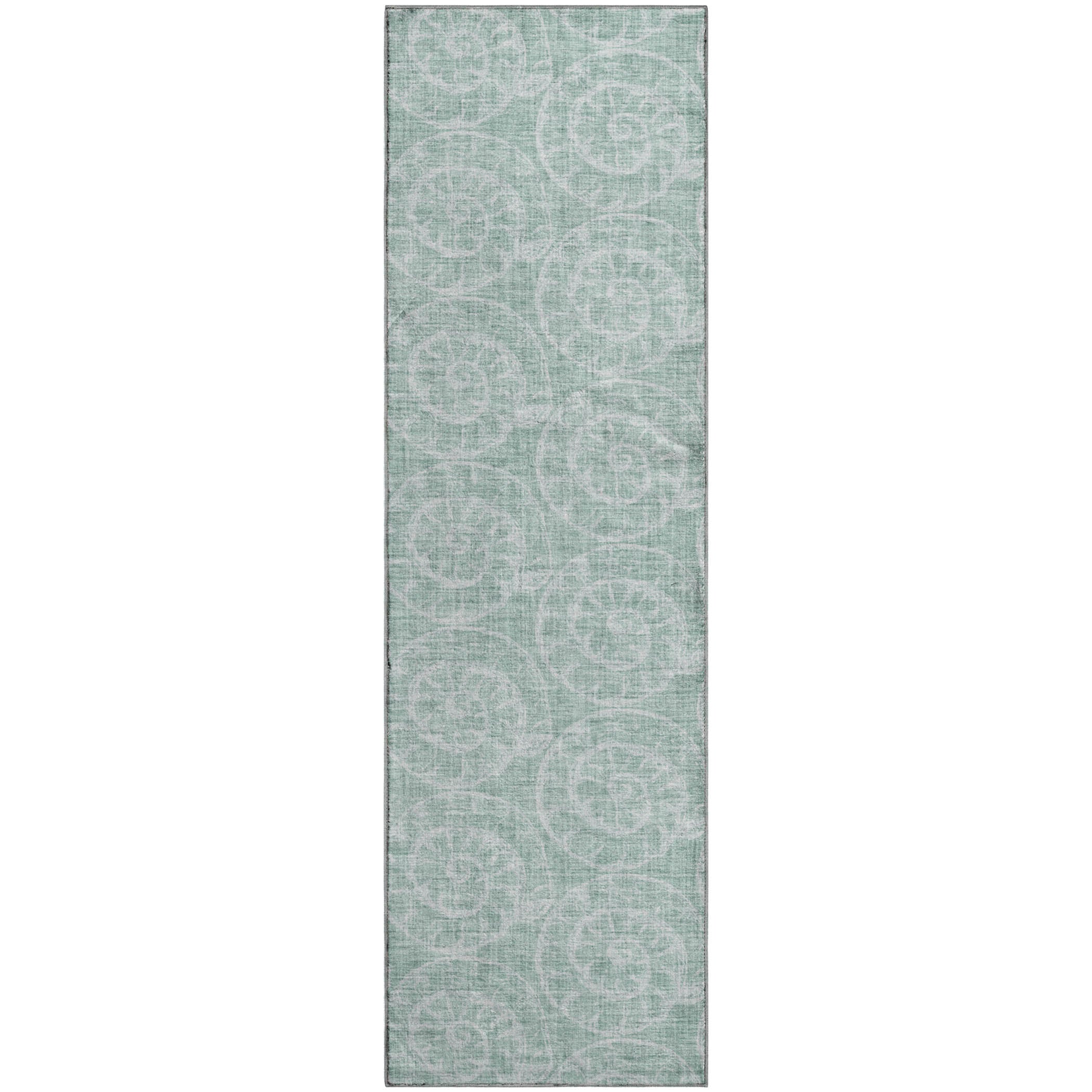 Lucerne Machine Washable Coastal Green Rug 2'3" x 7'6" #shape_Runner