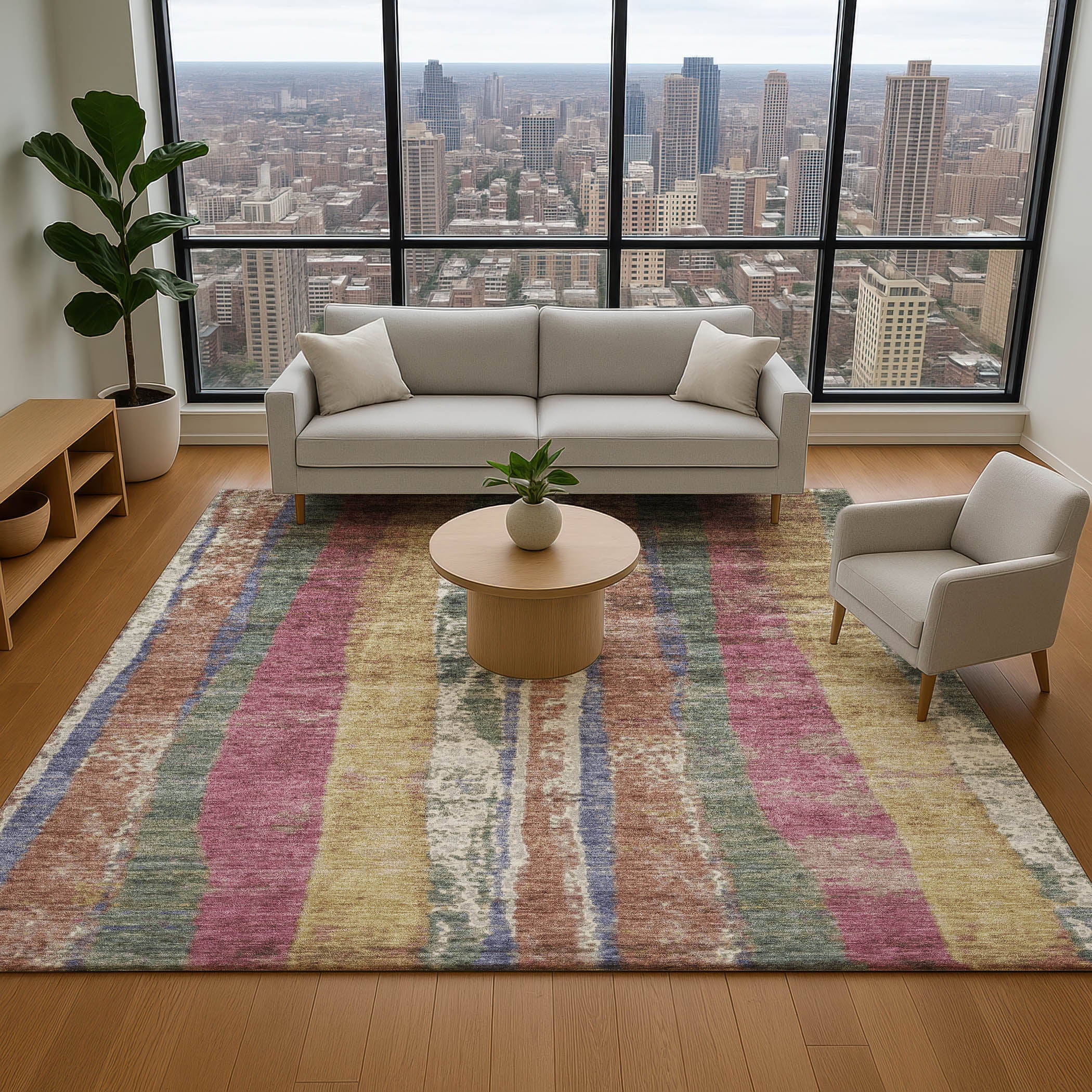 Oslo Machine Washable Transitional Blush Pink Rug 2'6" x 3'10" #shape_Rectangle