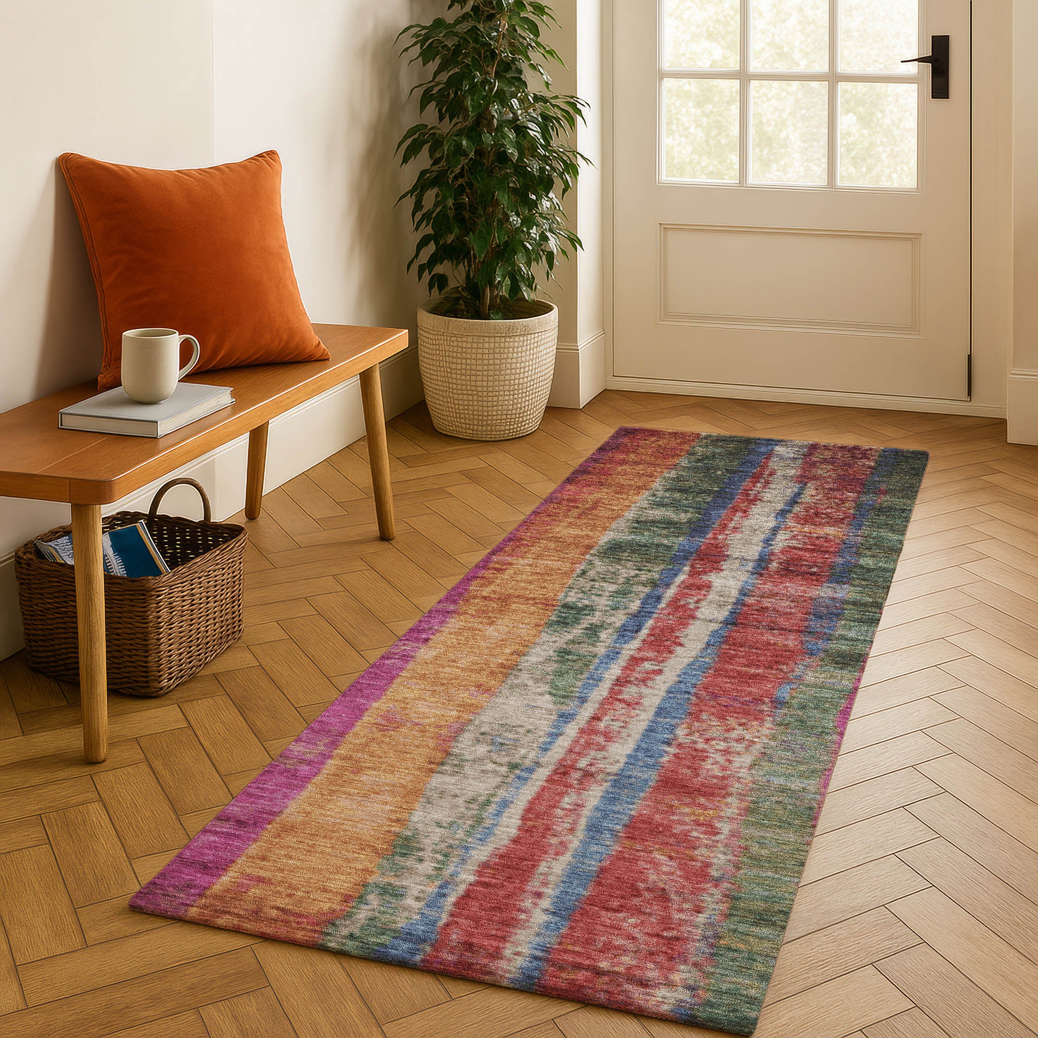 Oslo Machine Washable Transitional Putty Ivory Rug 2'3" x 7'6" #shape_Runner