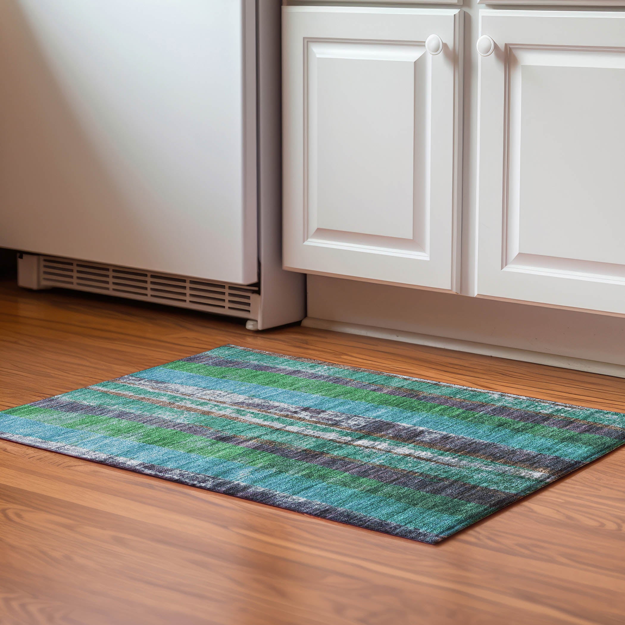 Oslo Machine Washable Transitional Teal Rug 1'8" x 2'6" #shape_Rectangle