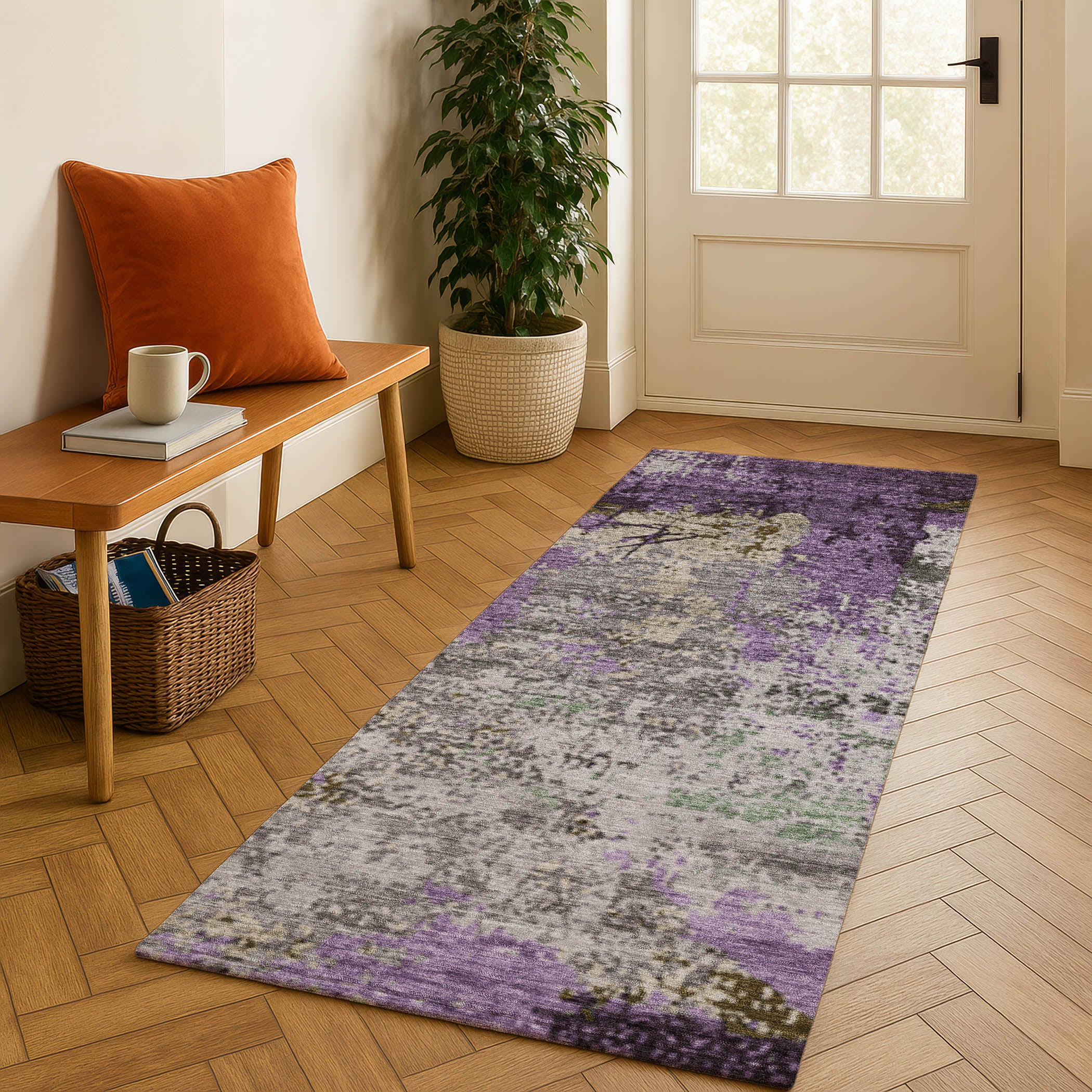 Chiang Mai Machine Washable Transitional Lavender Purple Rug 2'3" x 7'6" #shape_Runner