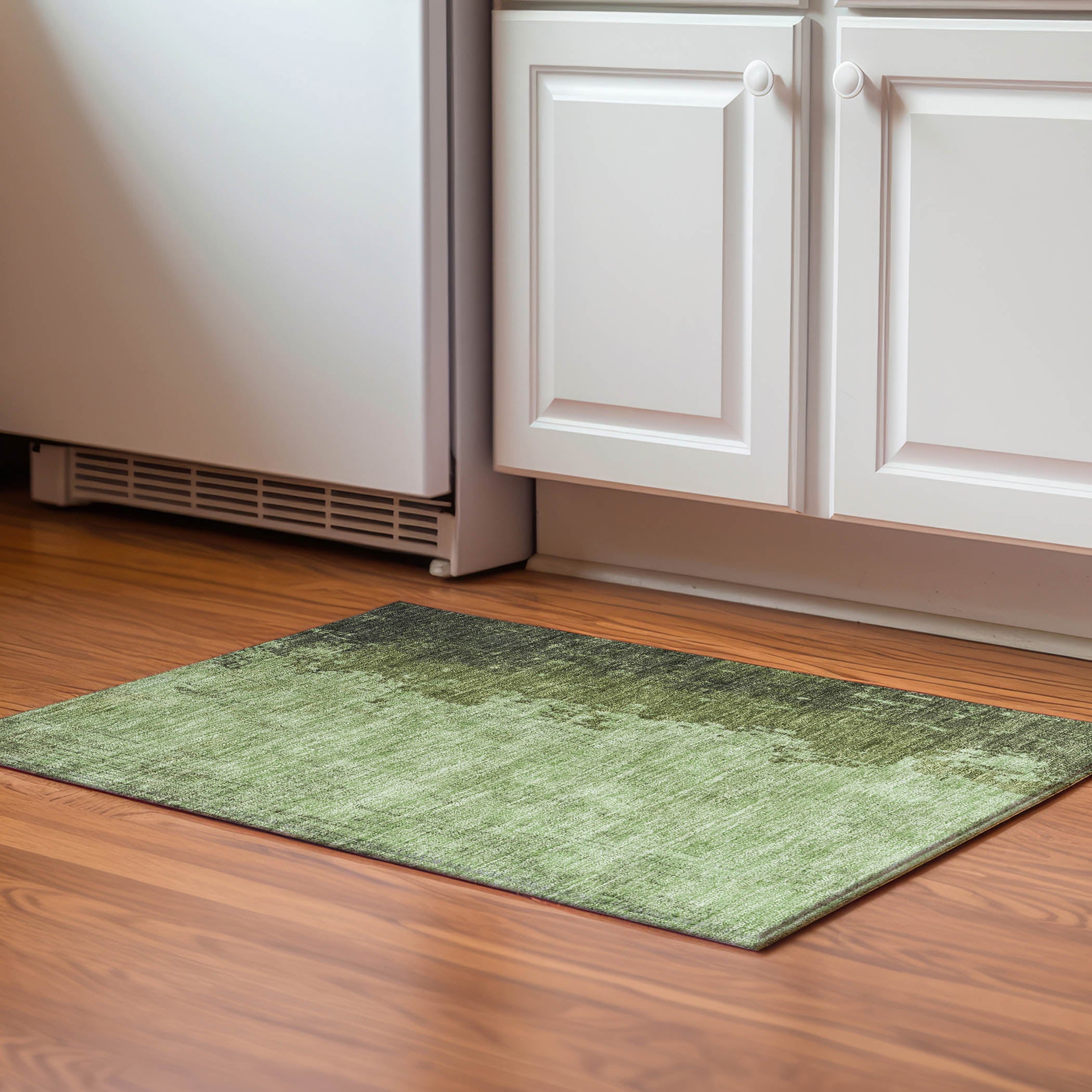 Kotor Machine Washable Transitional Aloe Green Rug 1'8" x 2'6" #shape_Rectangle