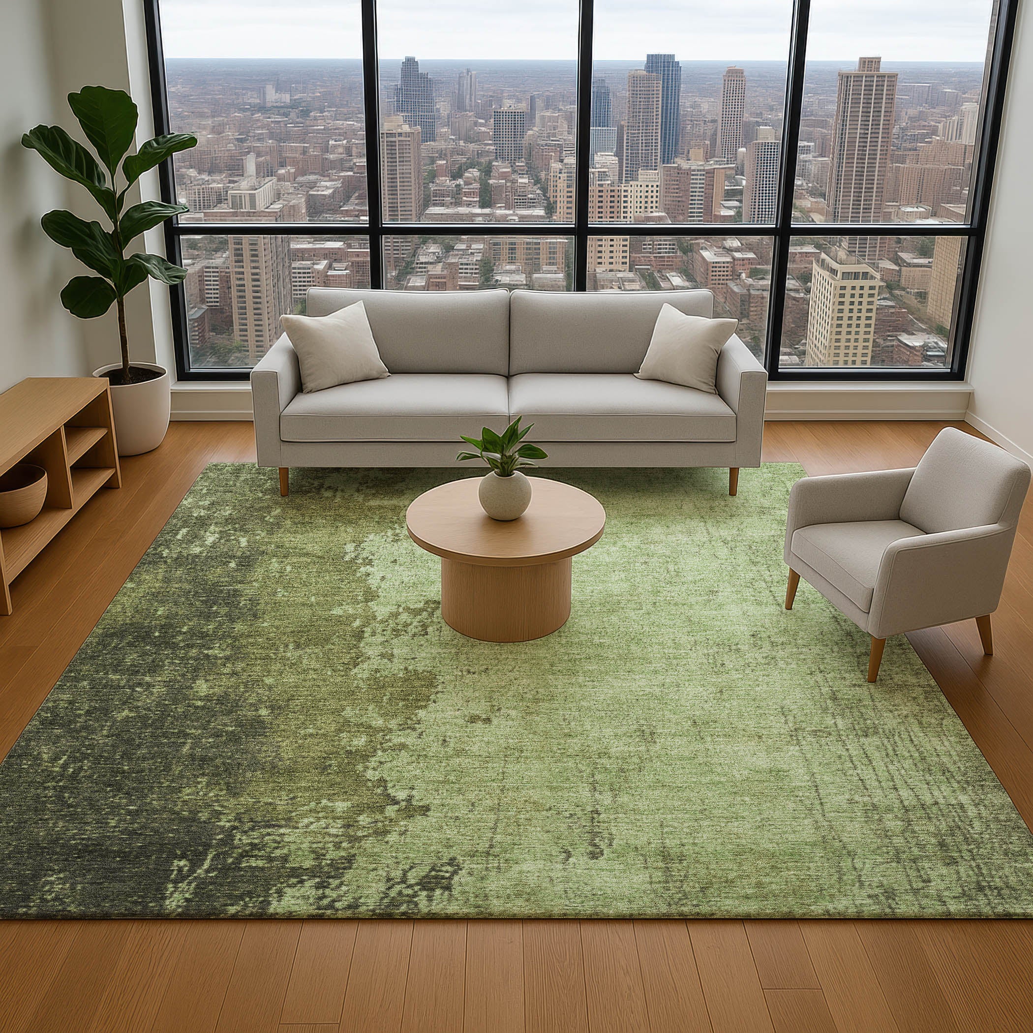 Kotor Machine Washable Transitional Aloe Green Rug 2'6" x 3'10" #shape_Rectangle