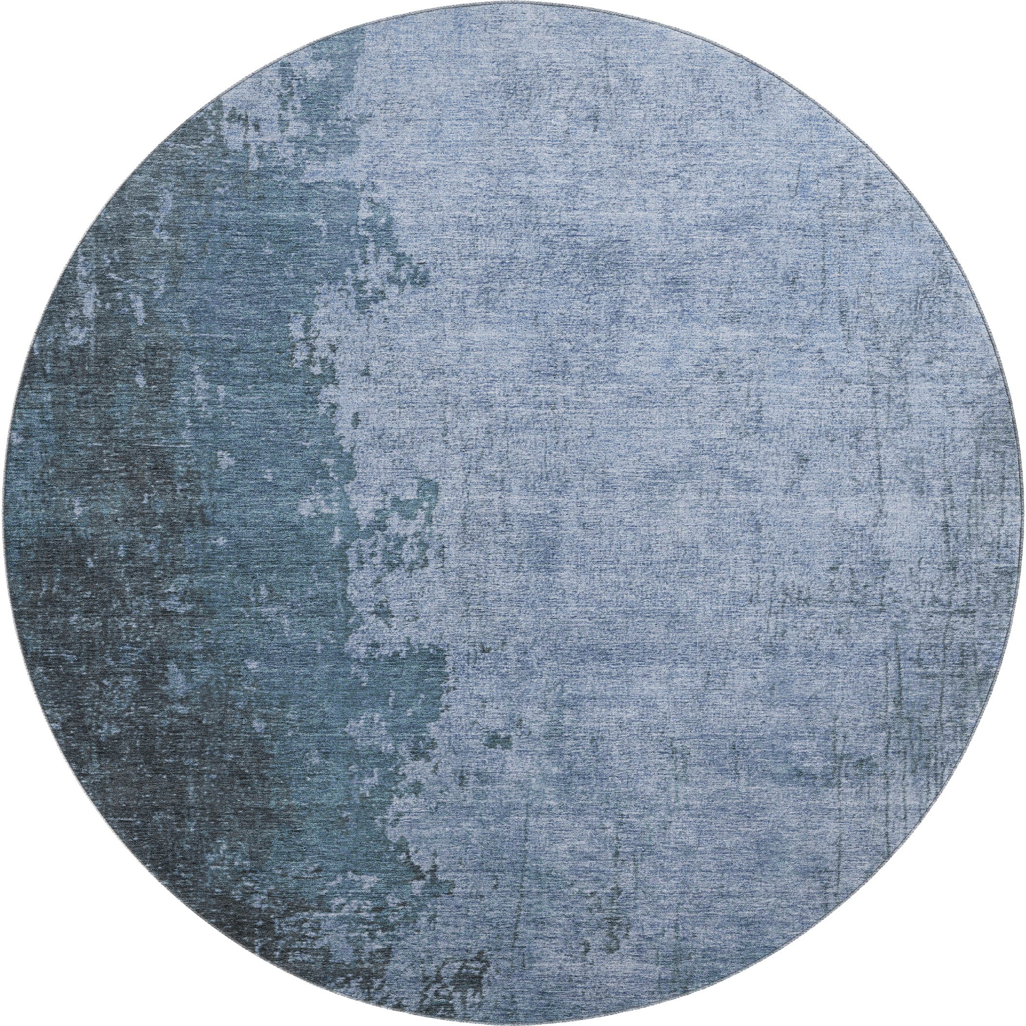 Kotor Machine Washable Transitional Blue Rug 8' x 8' #shape_Round