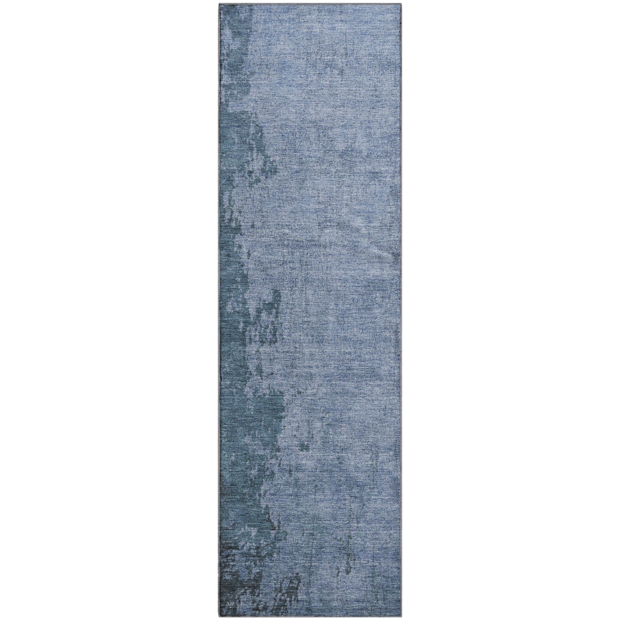 Kotor Machine Washable Transitional Blue Rug 2'3" x 7'6" #shape_Runner