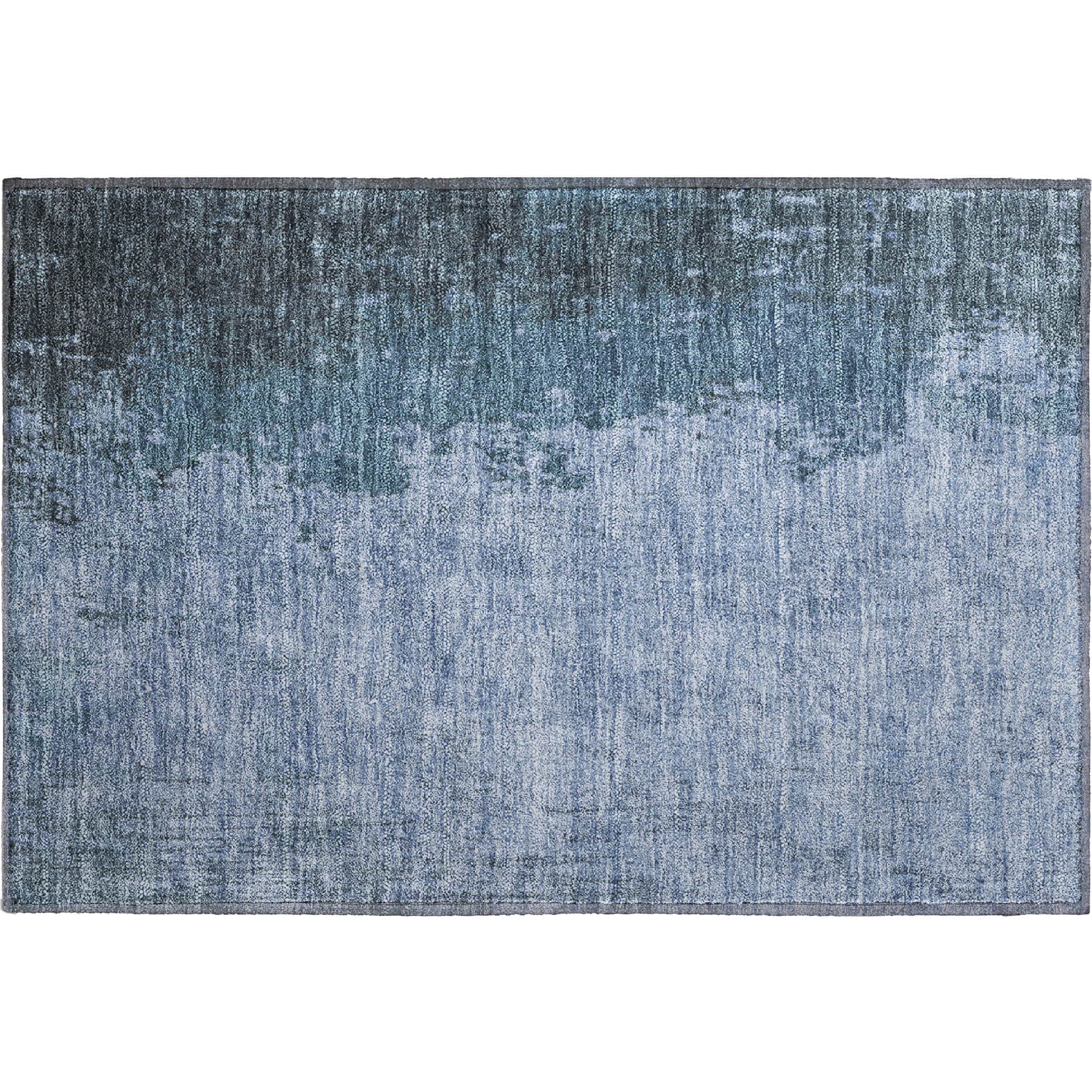 Kotor Machine Washable Transitional Blue Rug 1'8" x 2'6" #shape_Rectangle