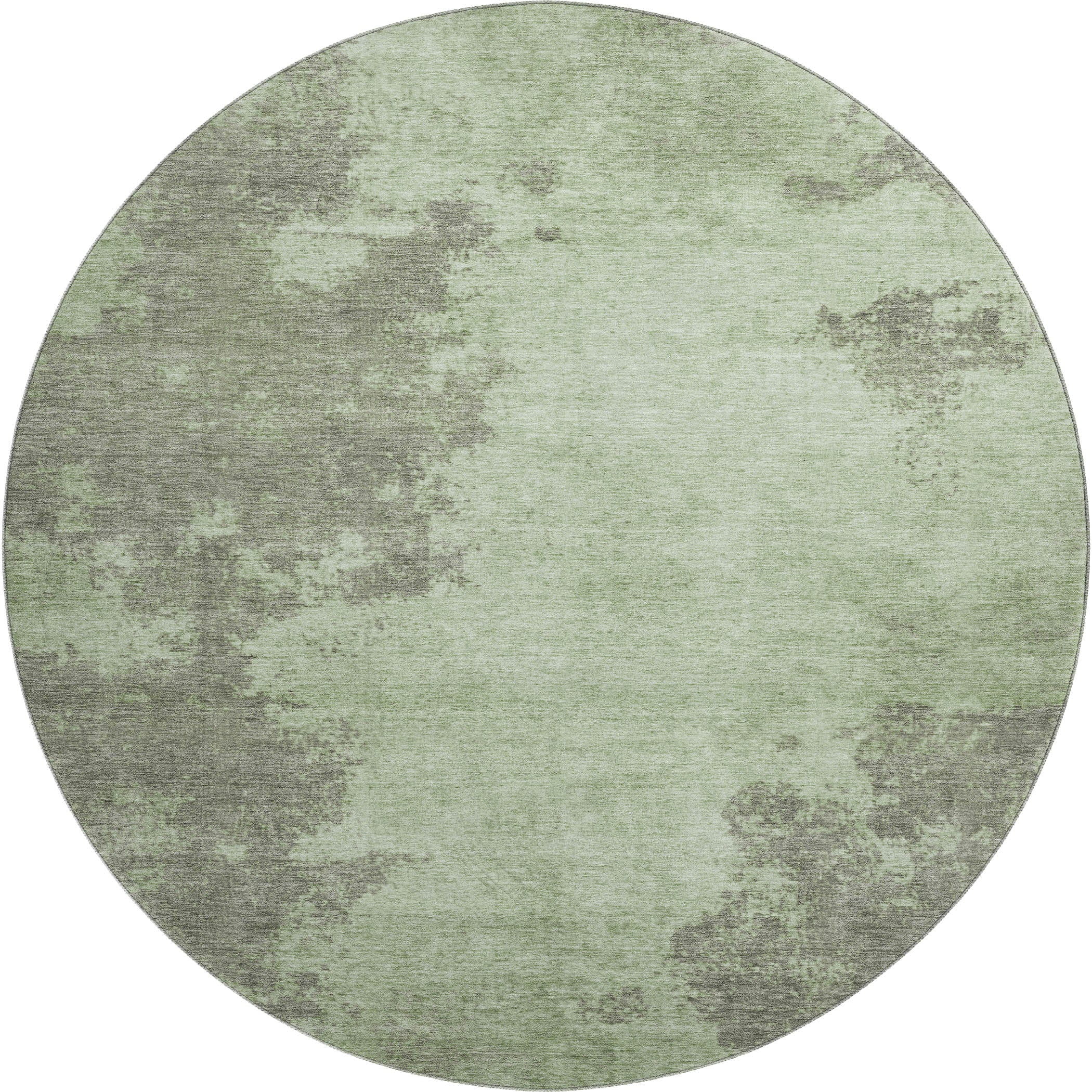 Dubrovnik Machine Washable Transitional Aloe Green Rug 8' x 8' #shape_Round