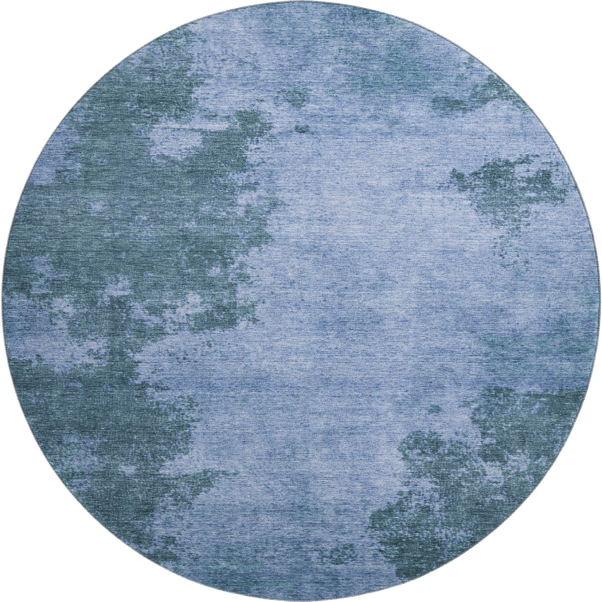 Dubrovnik Machine Washable Transitional Denim Blue Rug 8' x 8' #shape_Round