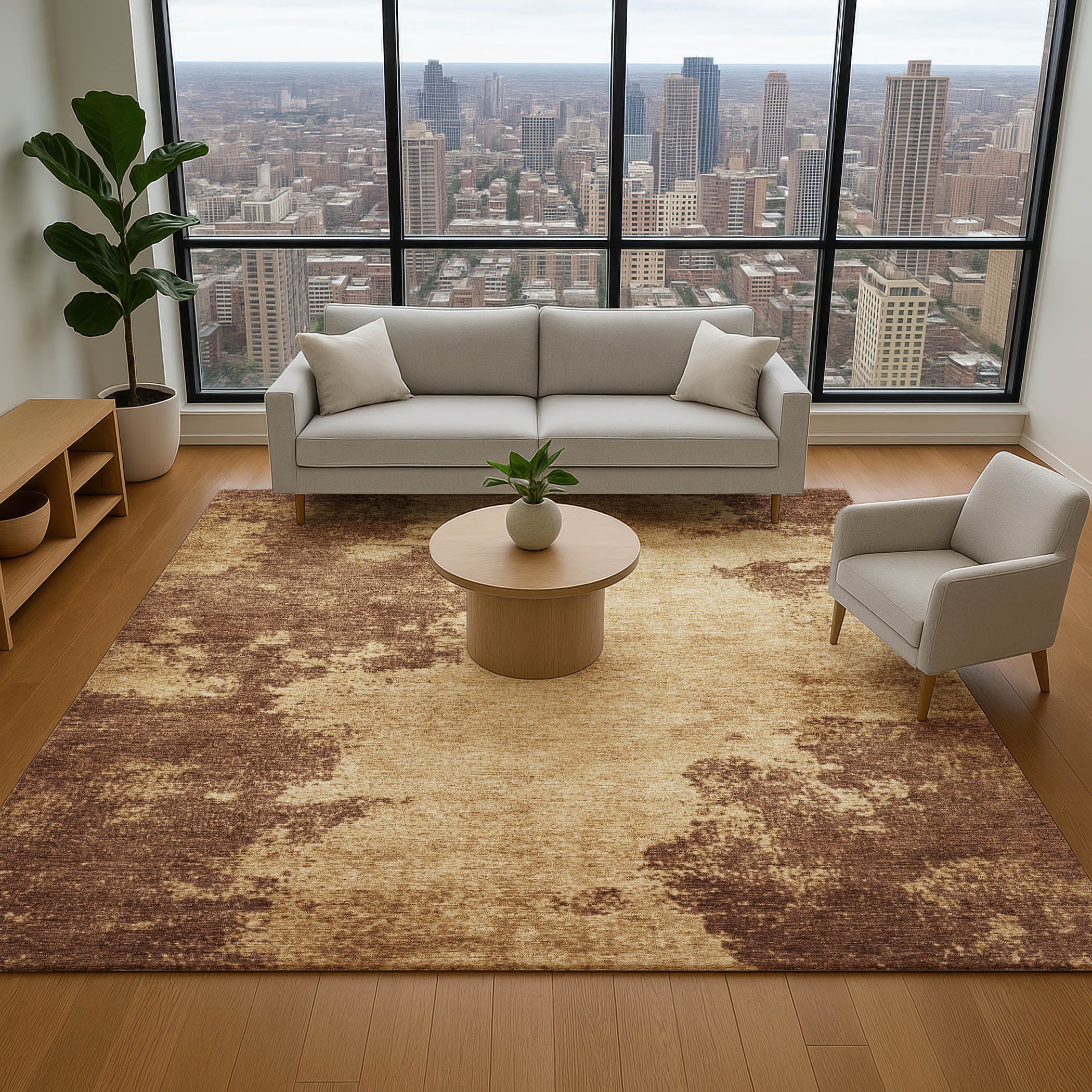 Dubrovnik Machine Washable Transitional Mocha Brown Rug 2'6" x 3'10" #shape_Rectangle