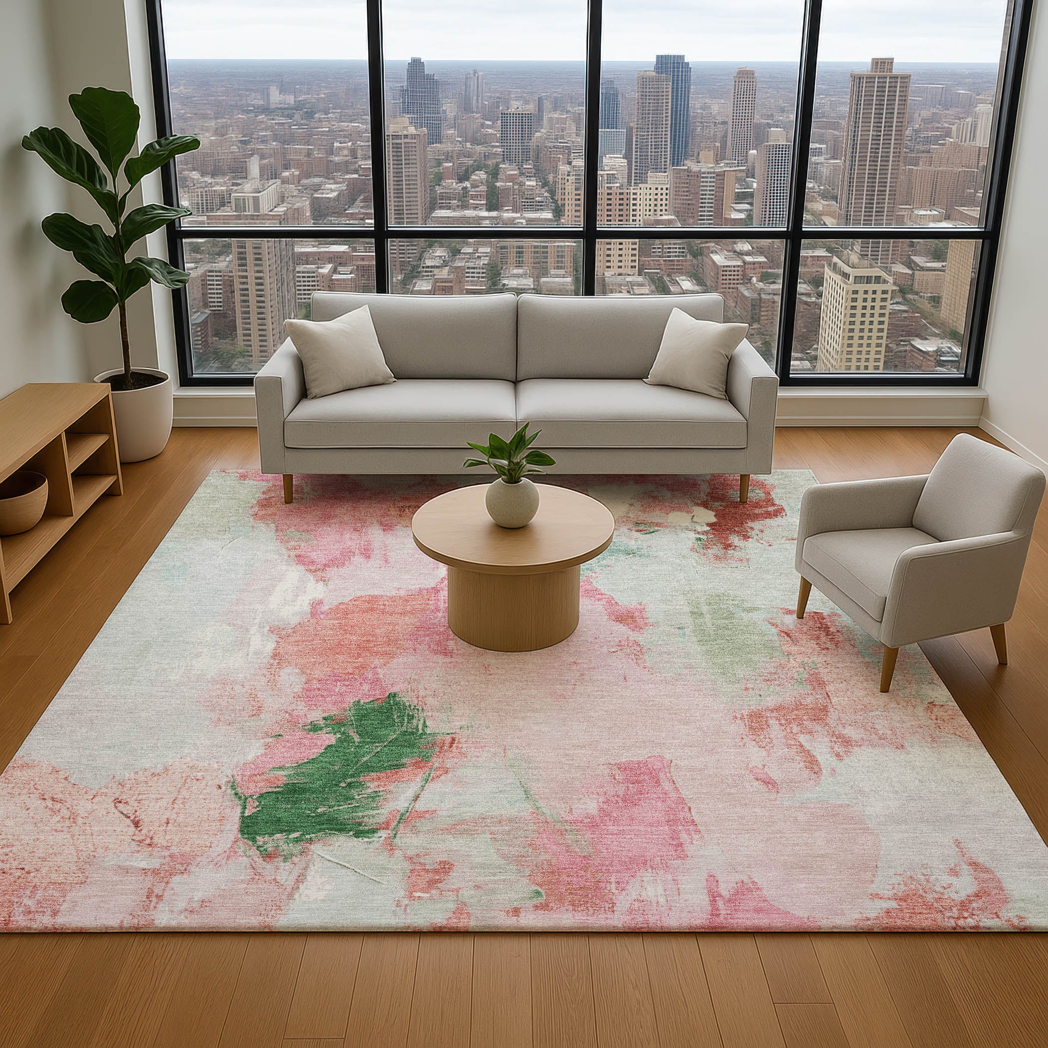 Reykjavik Machine Washable Transitional Blush Pink Rug 2'6" x 3'10" #shape_Rectangle