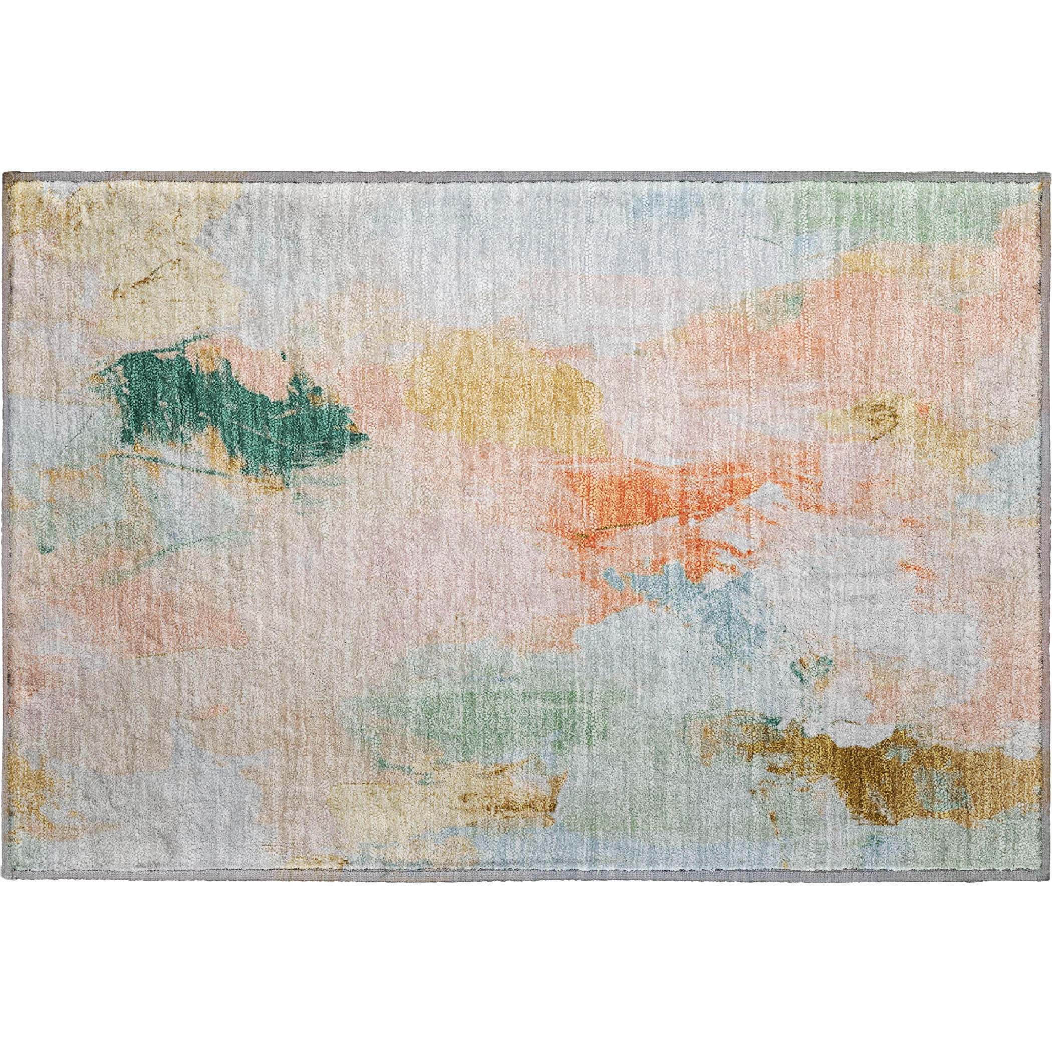 Reykjavik Machine Washable Transitional Peach Orange Rug 1'8" x 2'6" #shape_Rectangle