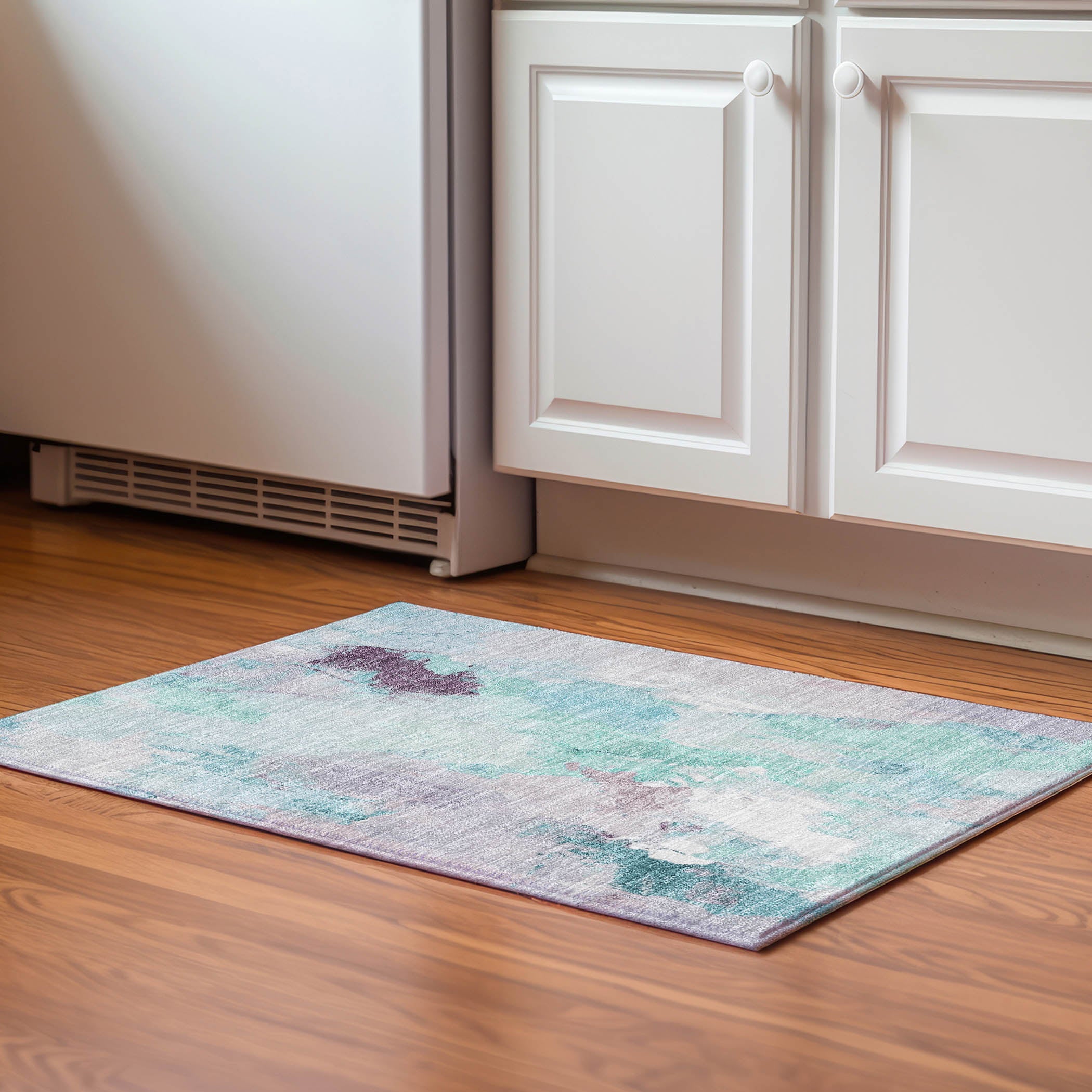 Reykjavik Machine Washable Transitional Teal Rug 1'8" x 2'6" #shape_Rectangle