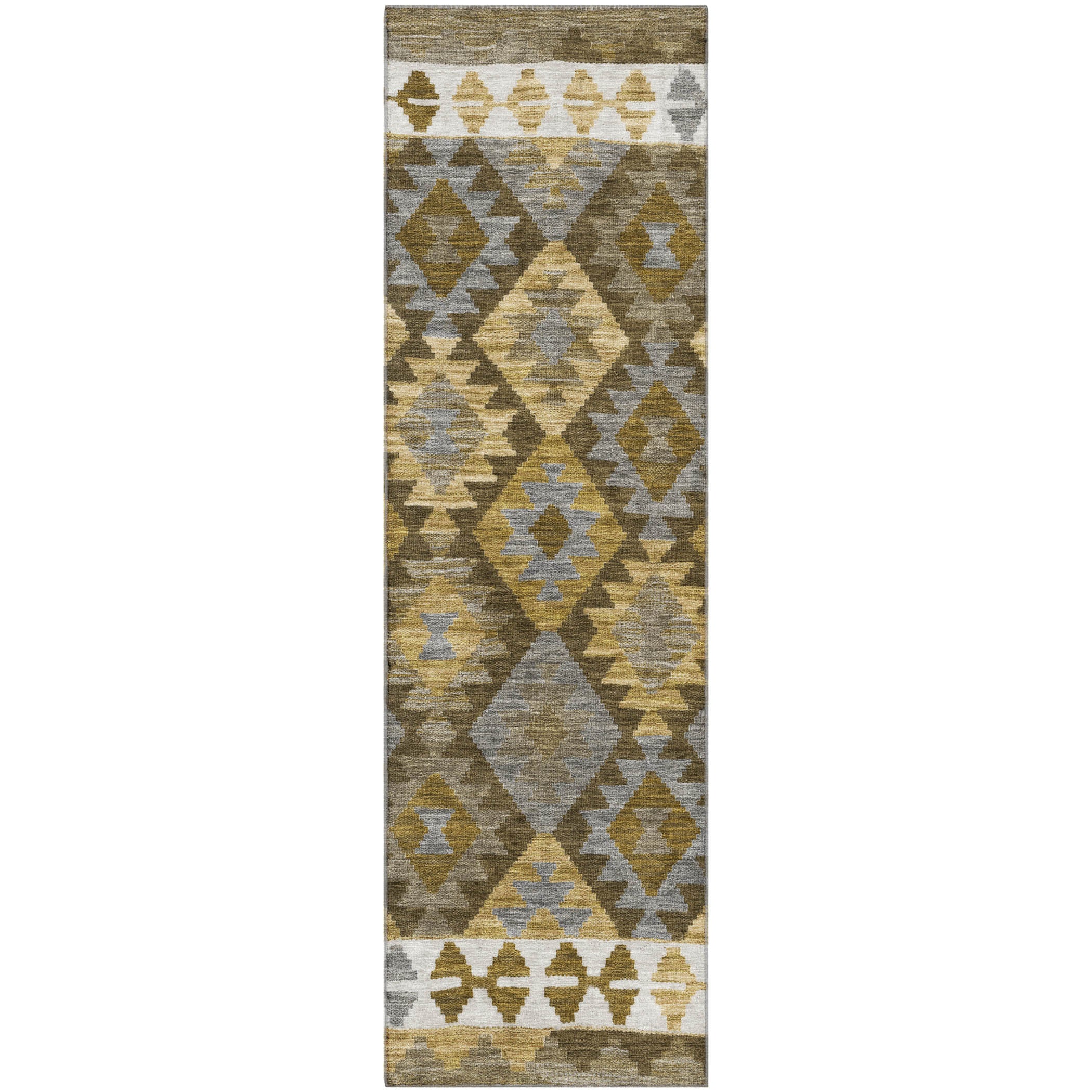 Chiang Mai Machine Washable Transitional Brown Rug 2'3" x 7'6" #shape_Runner