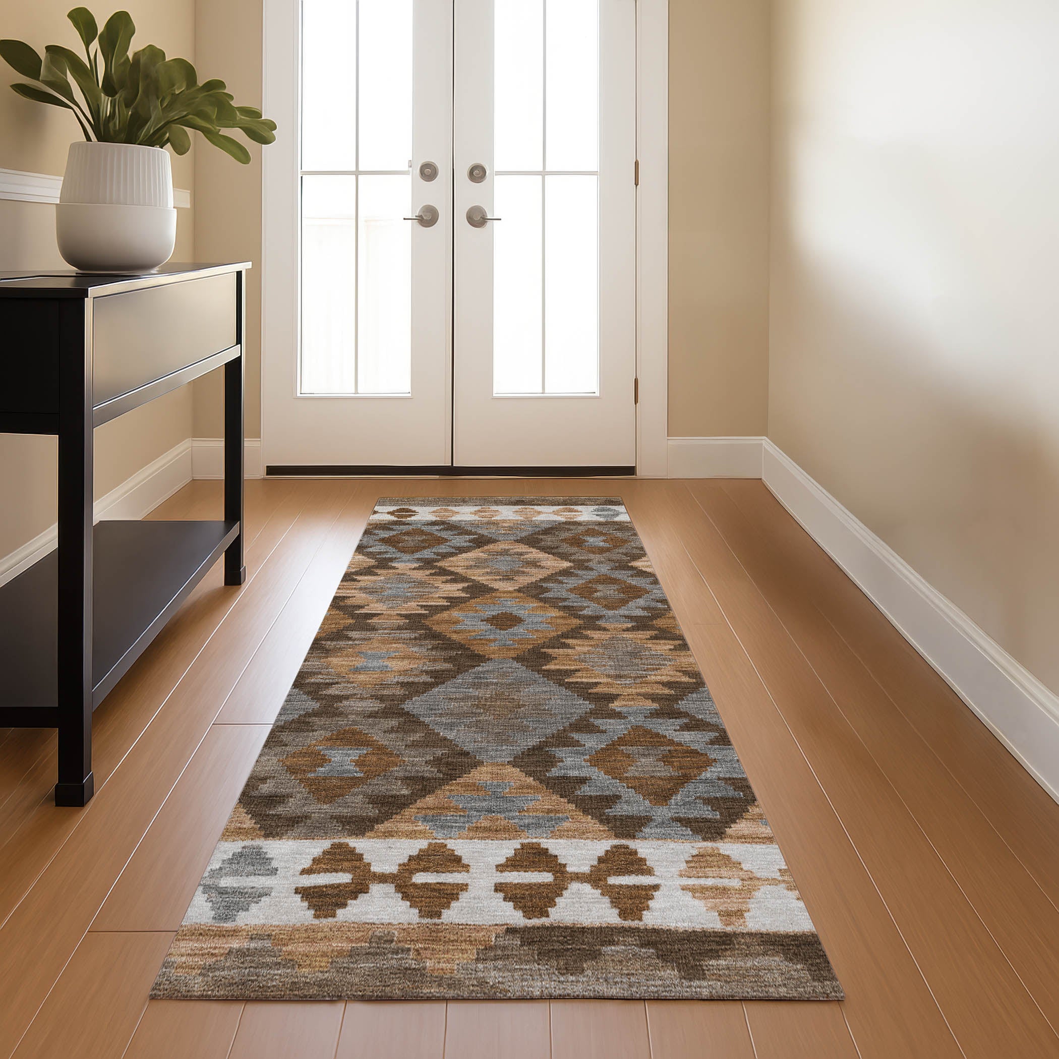 Chiang Mai Machine Washable Transitional Copper Orange Rug 2'3" x 7'6" #shape_Runner